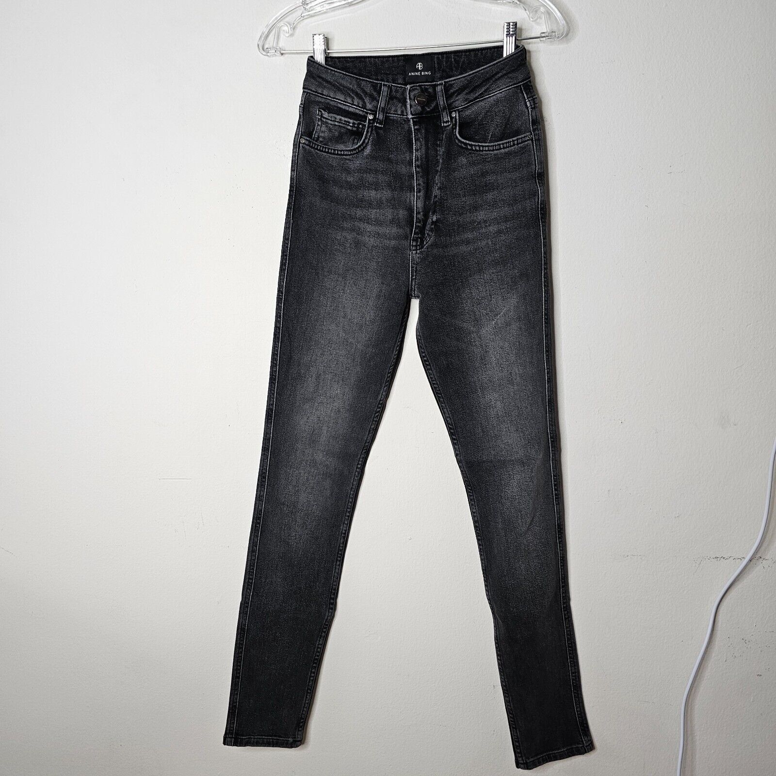 Anine Bing Anine Bing Dark Gray High Waist Skinny Denim Jean 26 Size 26" / US 2 / IT 38 - 1 Thumbnail