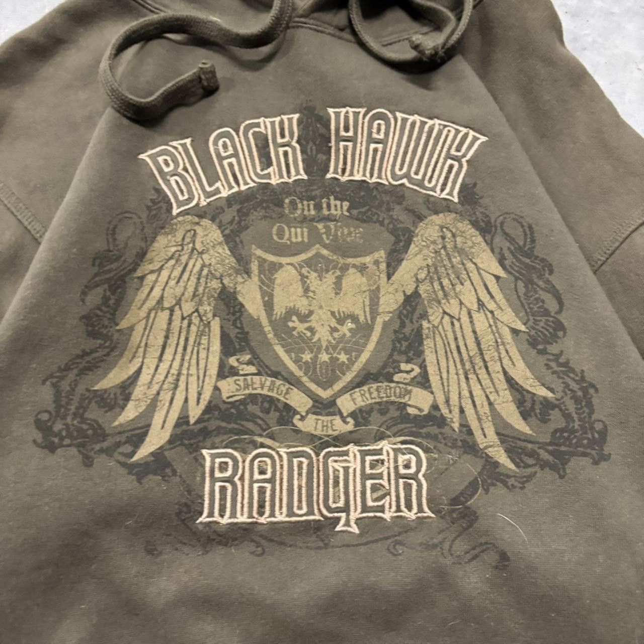 Japanese Brand × Vintage Crazy Vintage Y2K/2000s Grunge Cyber Goth Khaki Skater Style Hoodie! Size US L / EU 52-54 / 3 - 5 Thumbnail