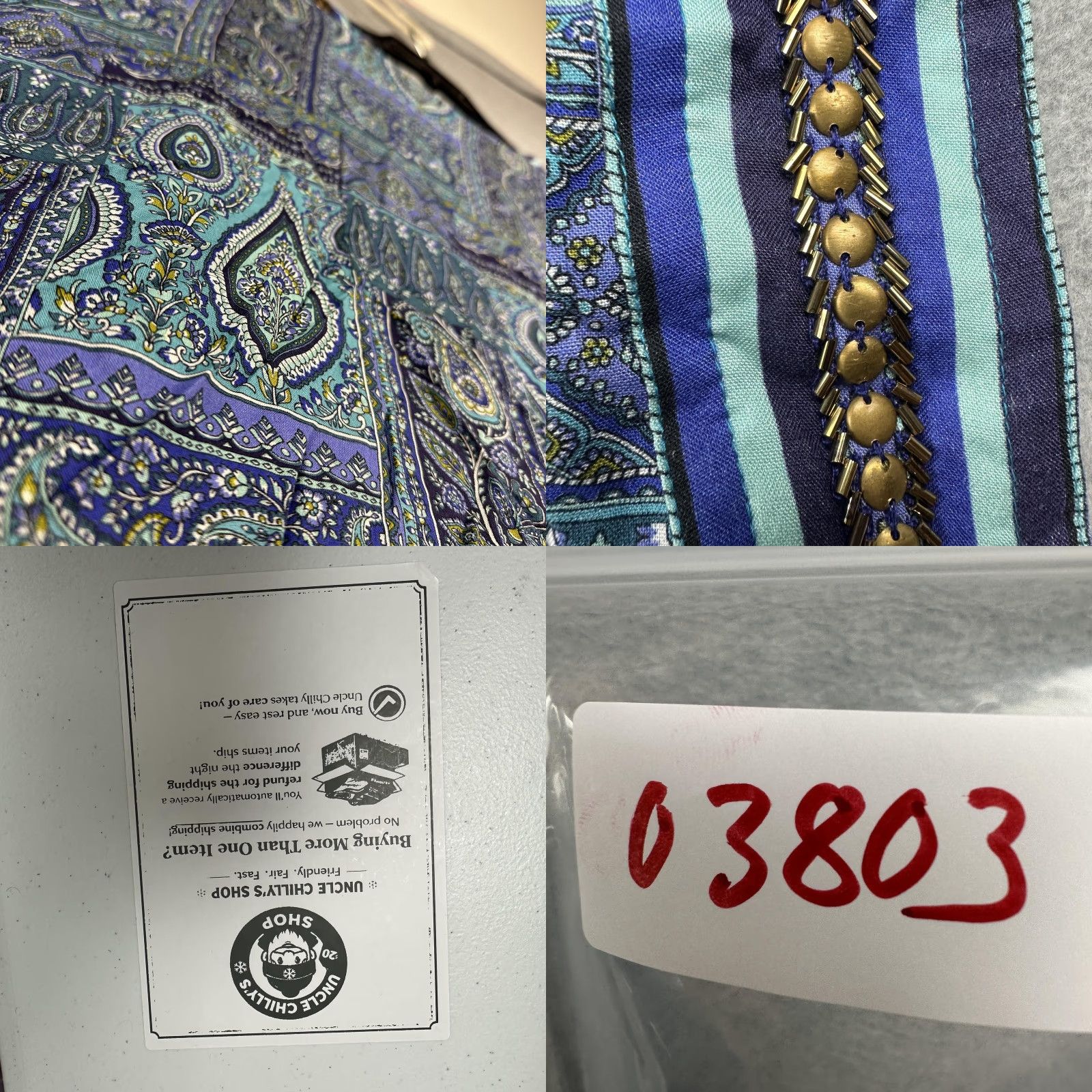 Soft Surroundings Soft Surroundings Jinda Kimono Jacket Womens L/XL Blue Paisley Beaded Boho NWT Size L / US 10 / IT 46 - 9 Thumbnail