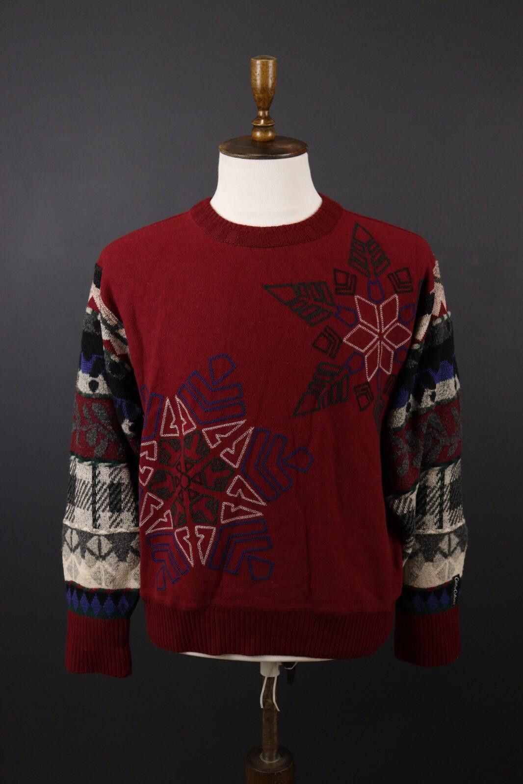 Carlo Colucci Carlo Colucci Red Wool Snowflakes Knit Sweater Size 52 Size US M / EU 48-50 / 2 - 1 Thumbnail