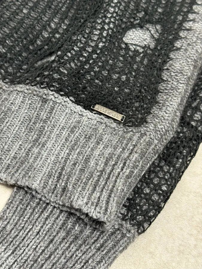 Diesel Diesel Grey & Black Net Contemporary Sweater Size US M / EU 48-50 / 2 - 7 Thumbnail