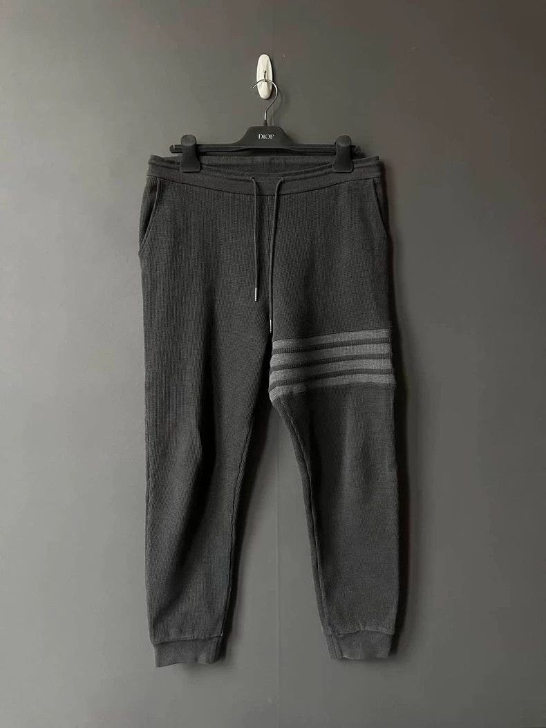 Thom Browne size4 Dark grey waffle trousers