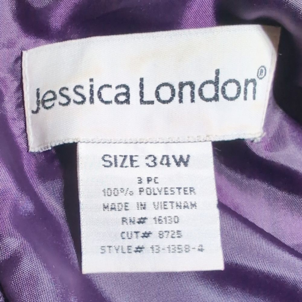 Designer Jessica London Purple Long Coat / Dress Suit Set Sz 34 W Size 4XL / US 24-26 - 3 Thumbnail