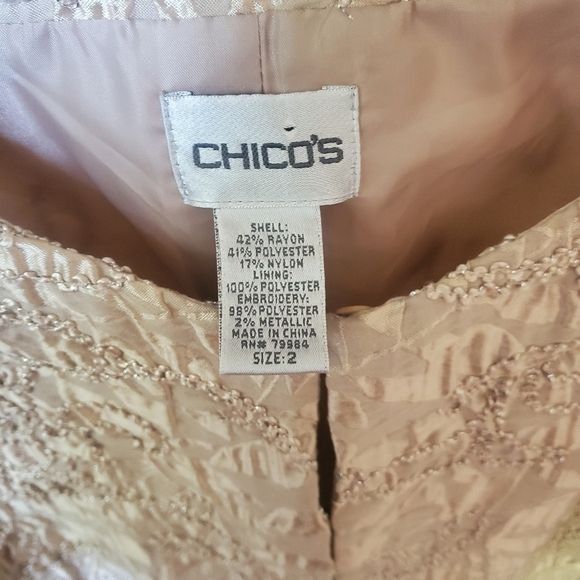 Other Chico's Champagne Embellished Allasendro Evening Event Lined Size L / US 10 / IT 46 - 4 Thumbnail