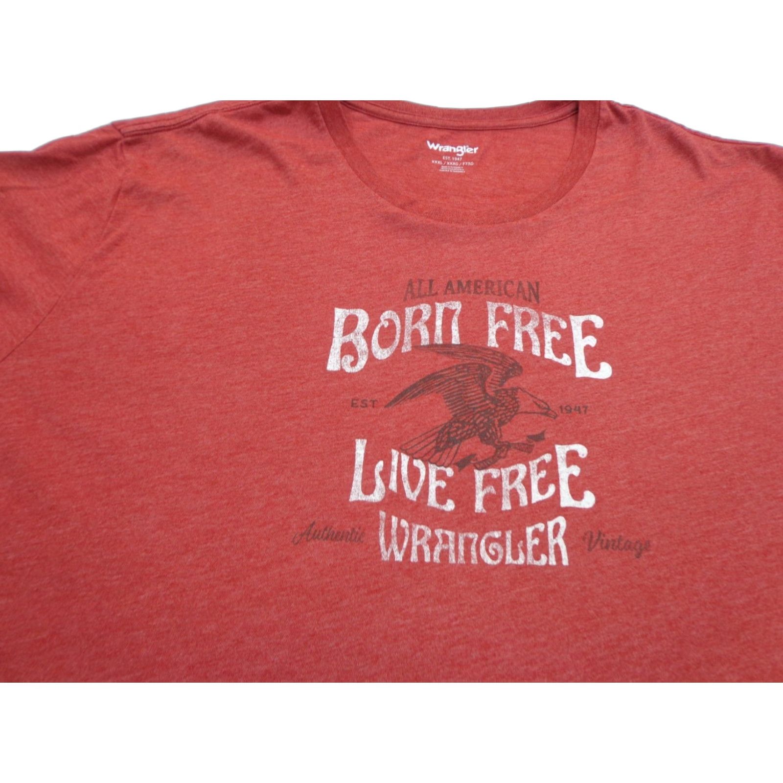 Wrangler Wrangler Men's Red T-Shirt "All American Born Free - Live Free" 3XL Regular Short Sleeve Cotton Blend - Men - Spring Summer Fall - T-Shirt Size US XXL / EU 58 / 5 - 1 Thumbnail
