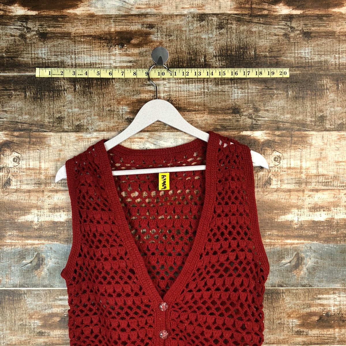 Japanese Brand Japan crochet meshnet Red Cardigan Vest #A1484 Size S / US 4 / IT 40 - 4 Thumbnail