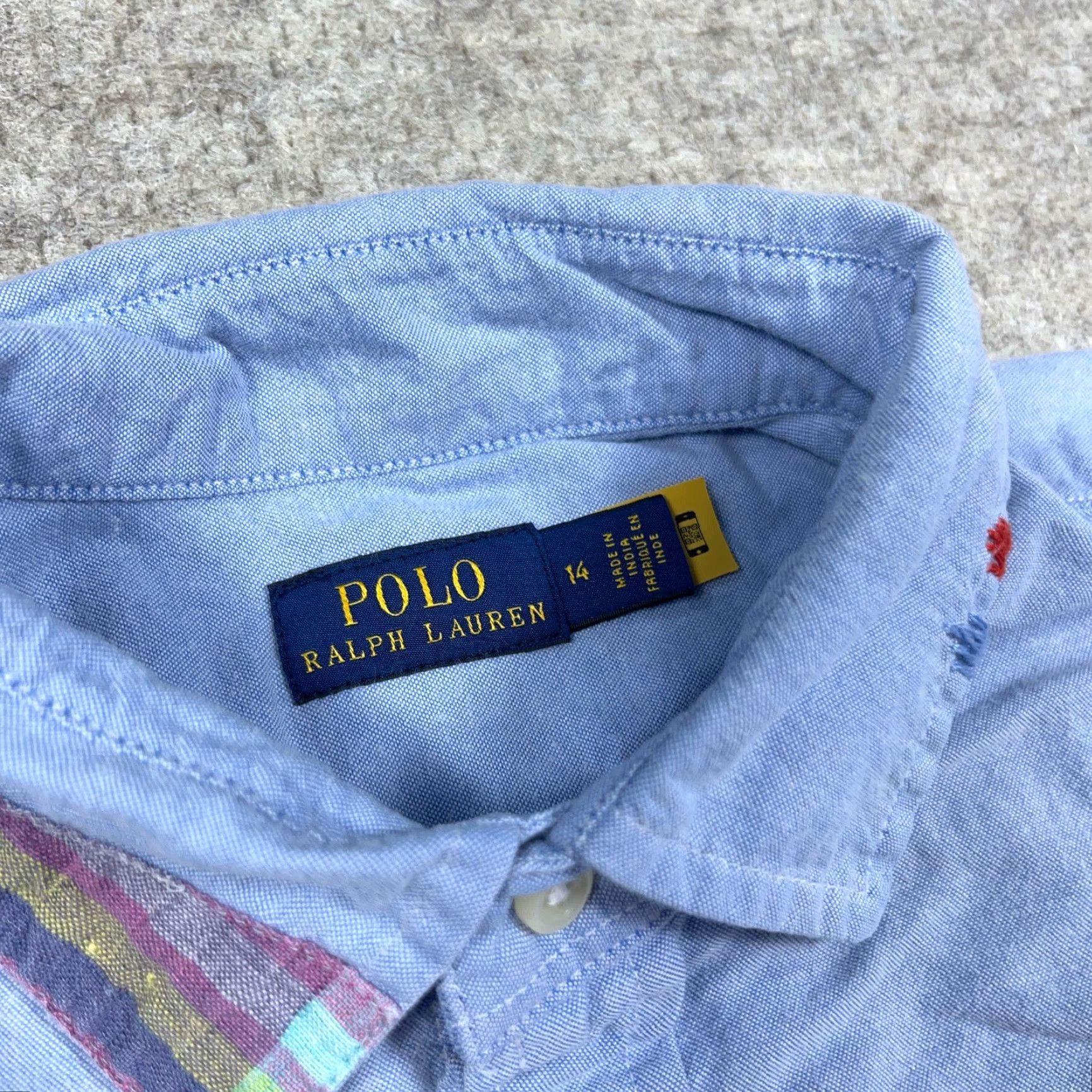 Polo Ralph Lauren VINTAGE Polo Ralph Lauren Shirt Men Small 14 Blue Button Up Patch Work Embroidered Faded Size US S / EU 44-46 / 1 - 3 Thumbnail