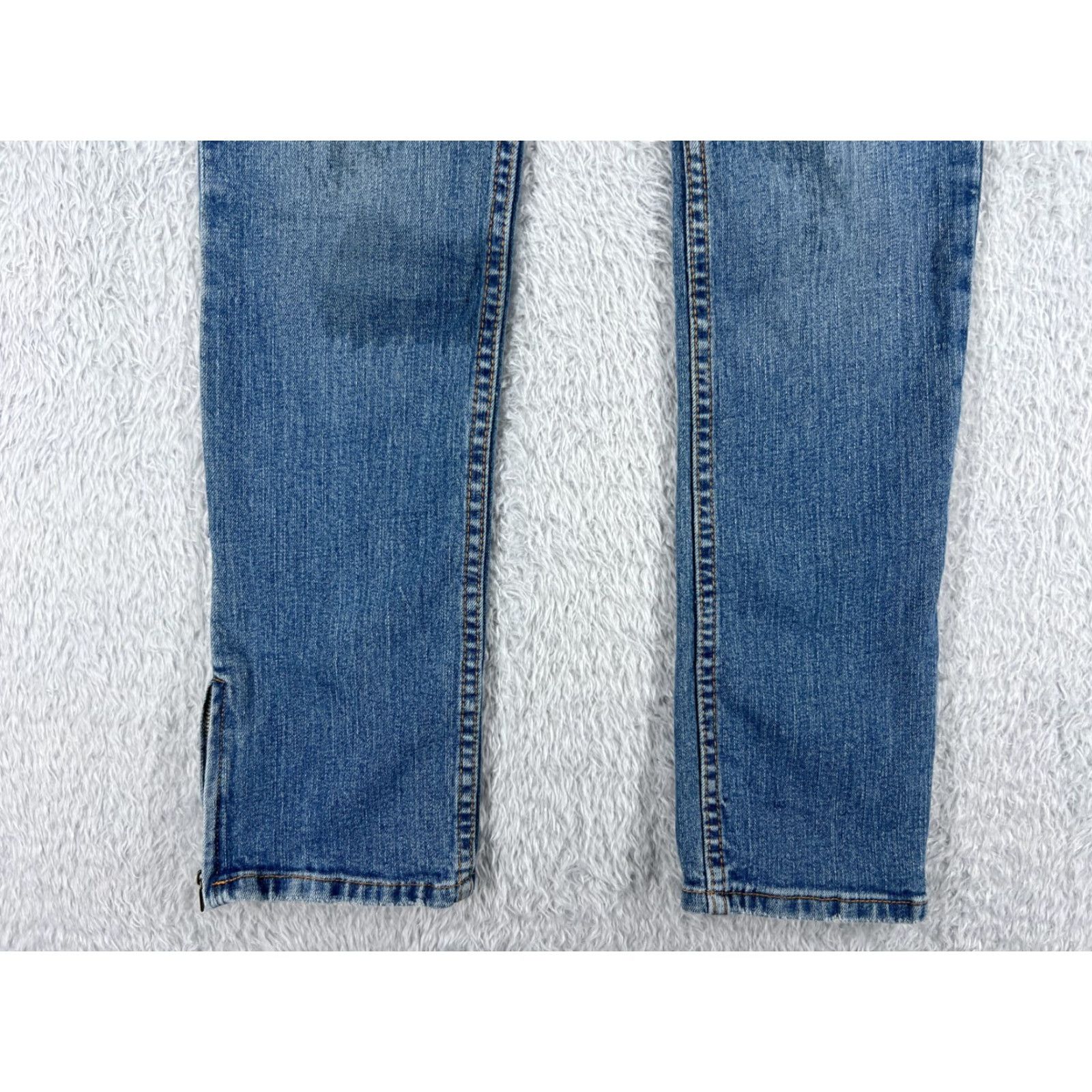Obey OBEY Jeans 0 24x29 Blue Denim Straight Ankle Zip Studded Womens Size 25" / US 0 / IT 36 - 2 Thumbnail