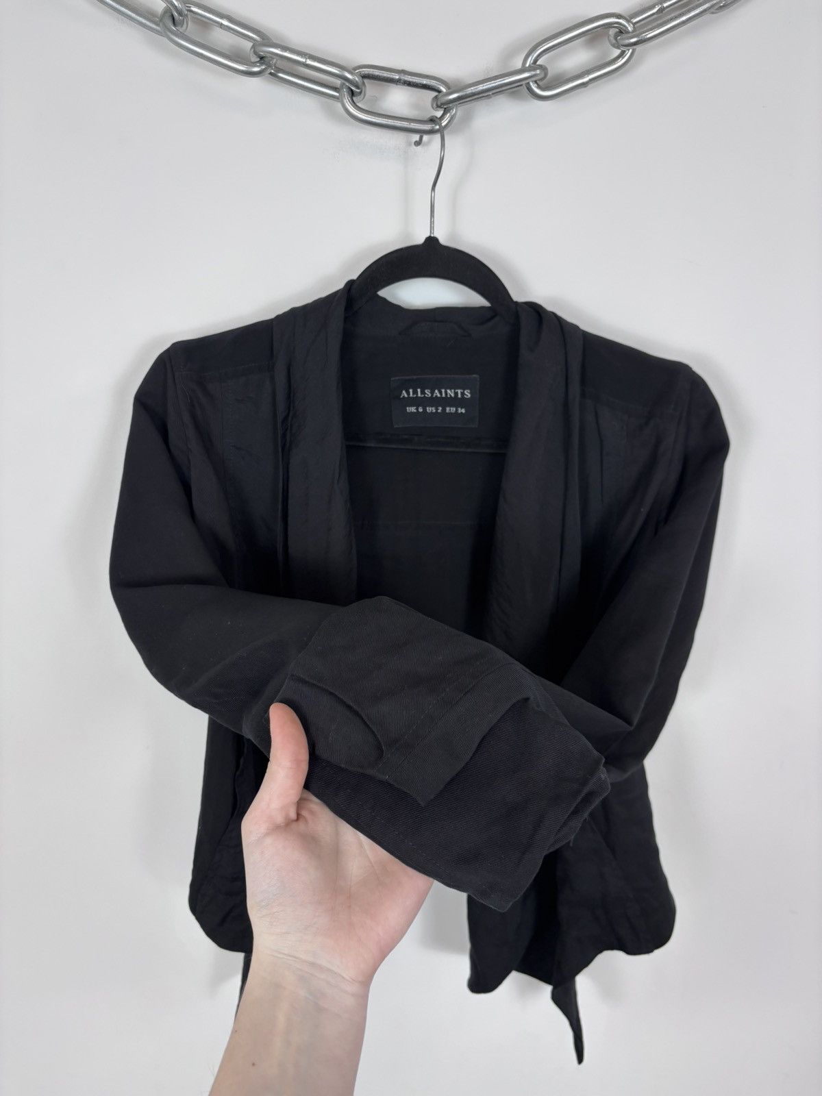 Allsaints AllSaints Kwar Jacket Women’s Black Draped Long Sleeve Size XS / US 0-2 / IT 36-38 - 9 Thumbnail
