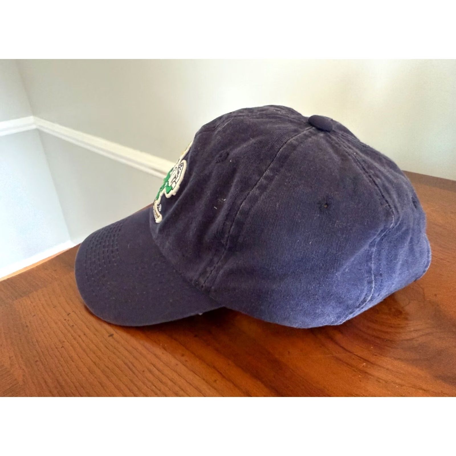 Vintage Notre Dame Hat Cap Strap Back Navy Blue Green Fighting Irish Mens Leprechaun Size ONE SIZE - 2 Thumbnail
