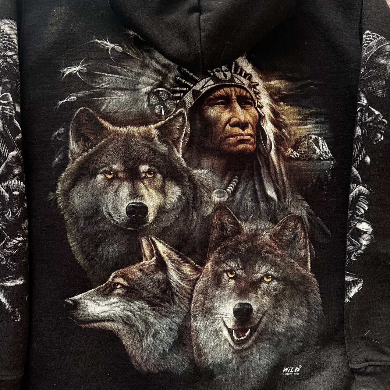 Japanese Brand × Vintage WILD Vintage Wolf Printed Zip Hoodie Size US M / EU 48-50 / 2 - 12 Thumbnail