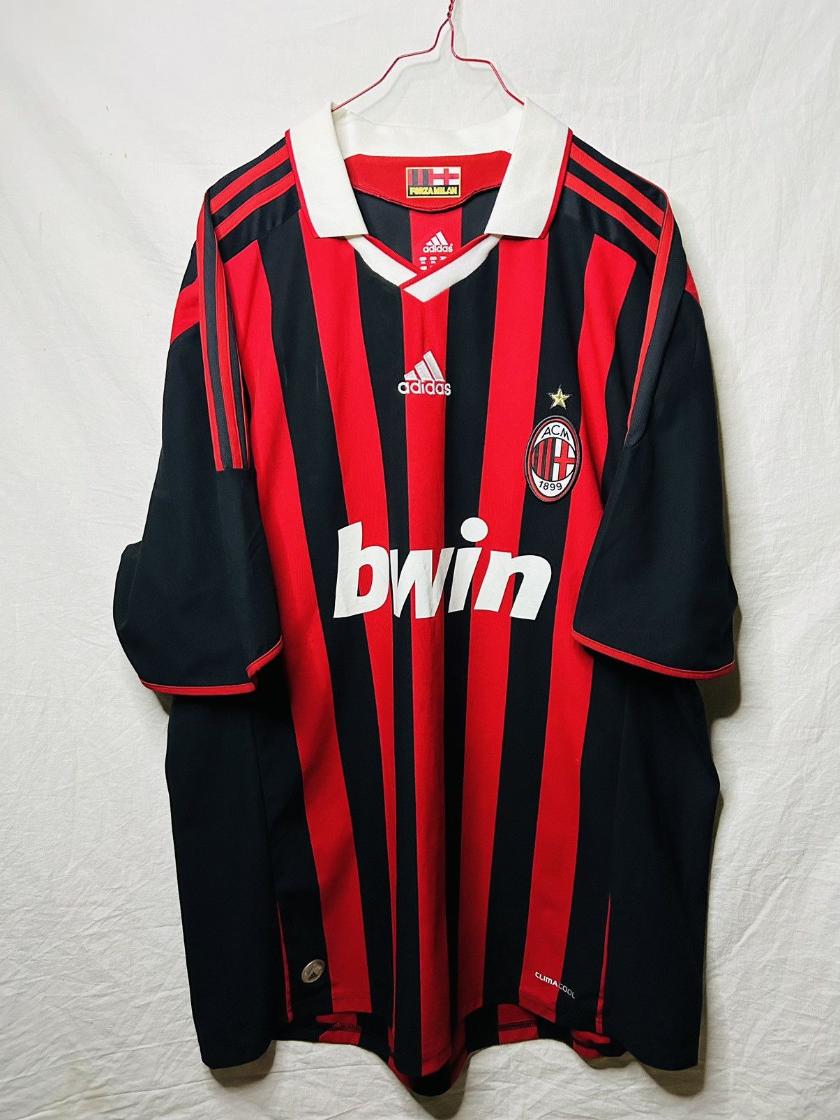 image of Adidas x Soccer Jersey Ac Milan 2008/09 Home Jersey in Black Red, Men's (Size 2XL)