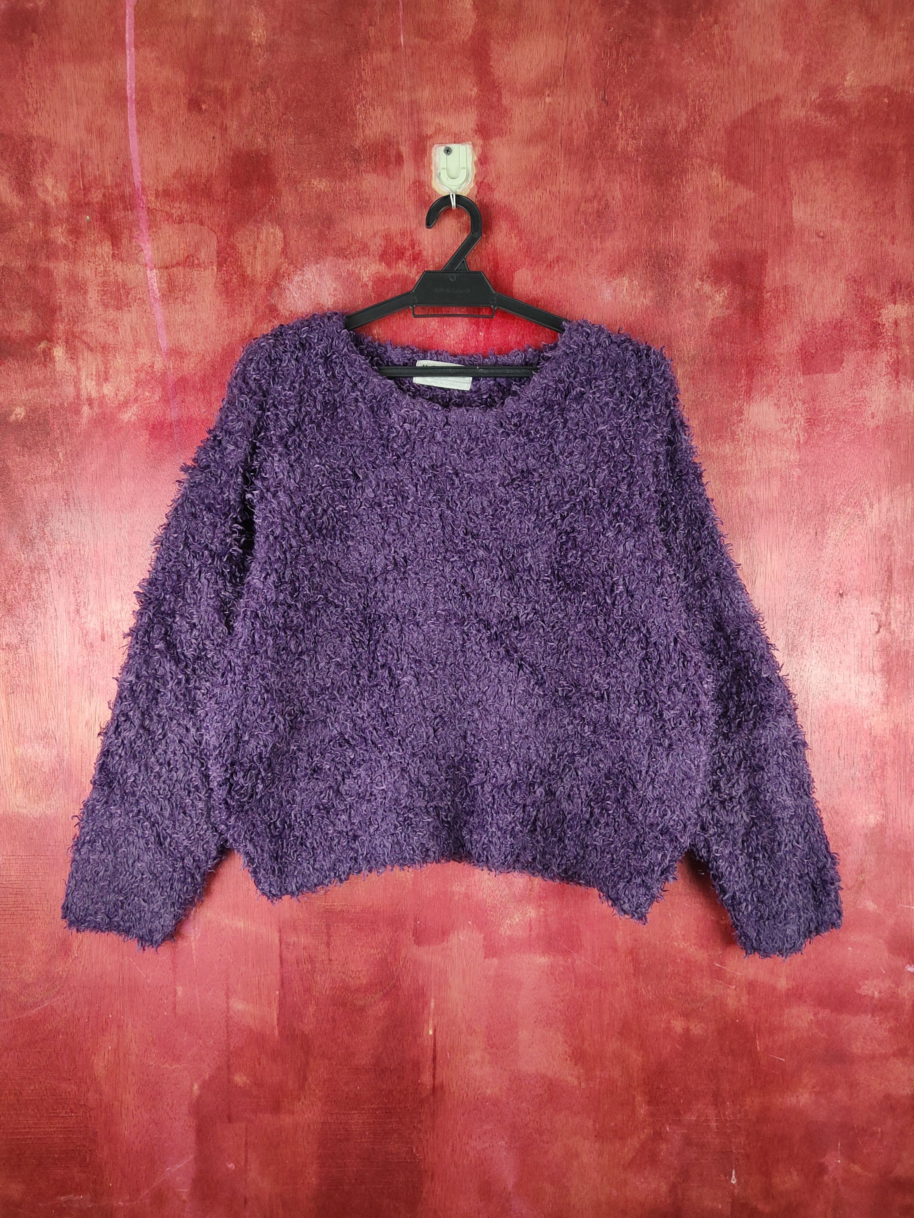 Vintage Mounue Purple Shag Shaggy Fur Mohair Knitwear #S1973 Size M / US 6-8 / IT 42-44 - 1 Thumbnail