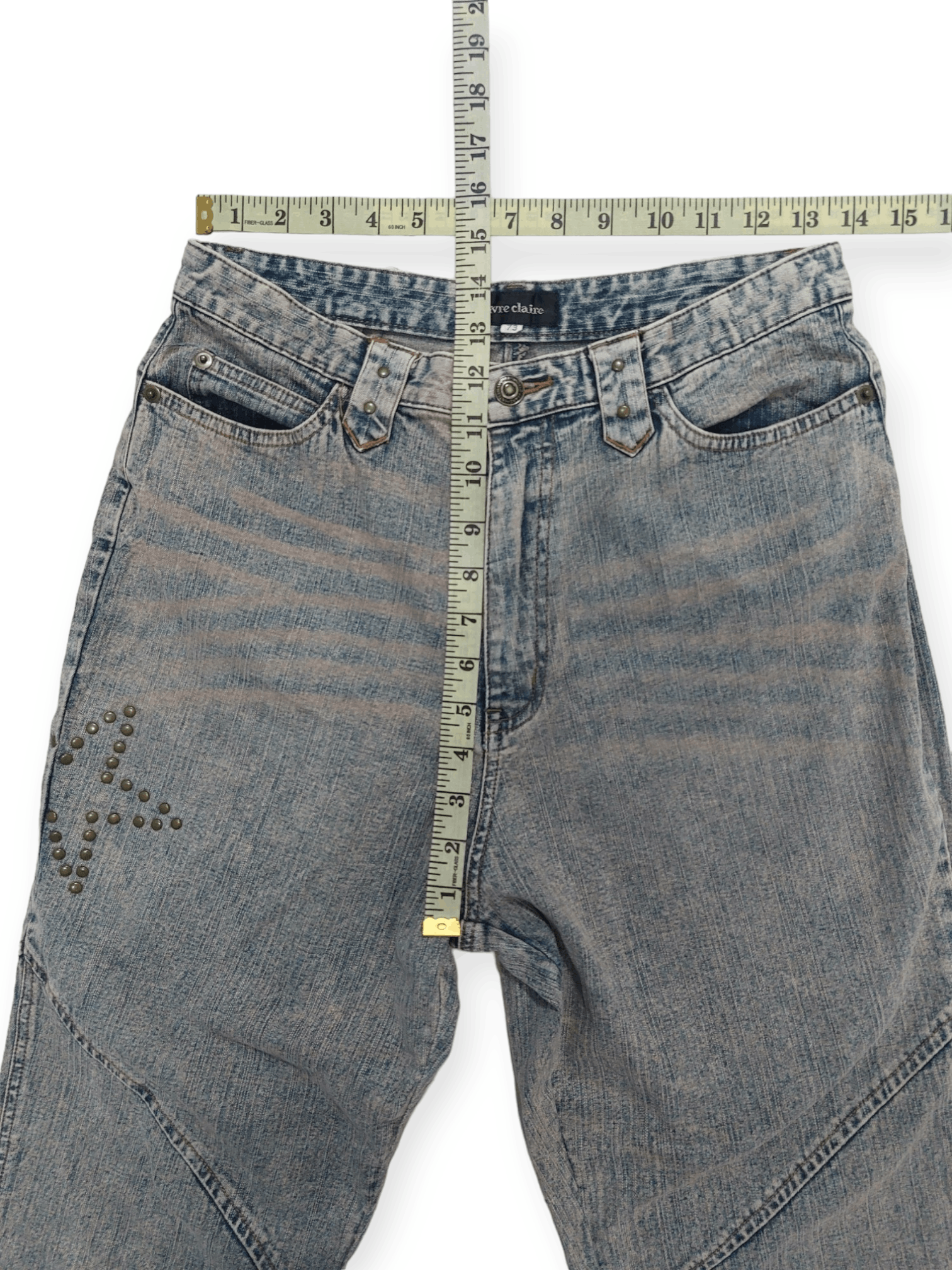 Japanese Brand Livre Claire Baggy Star Patched Denim Size US 27 - 12 Thumbnail