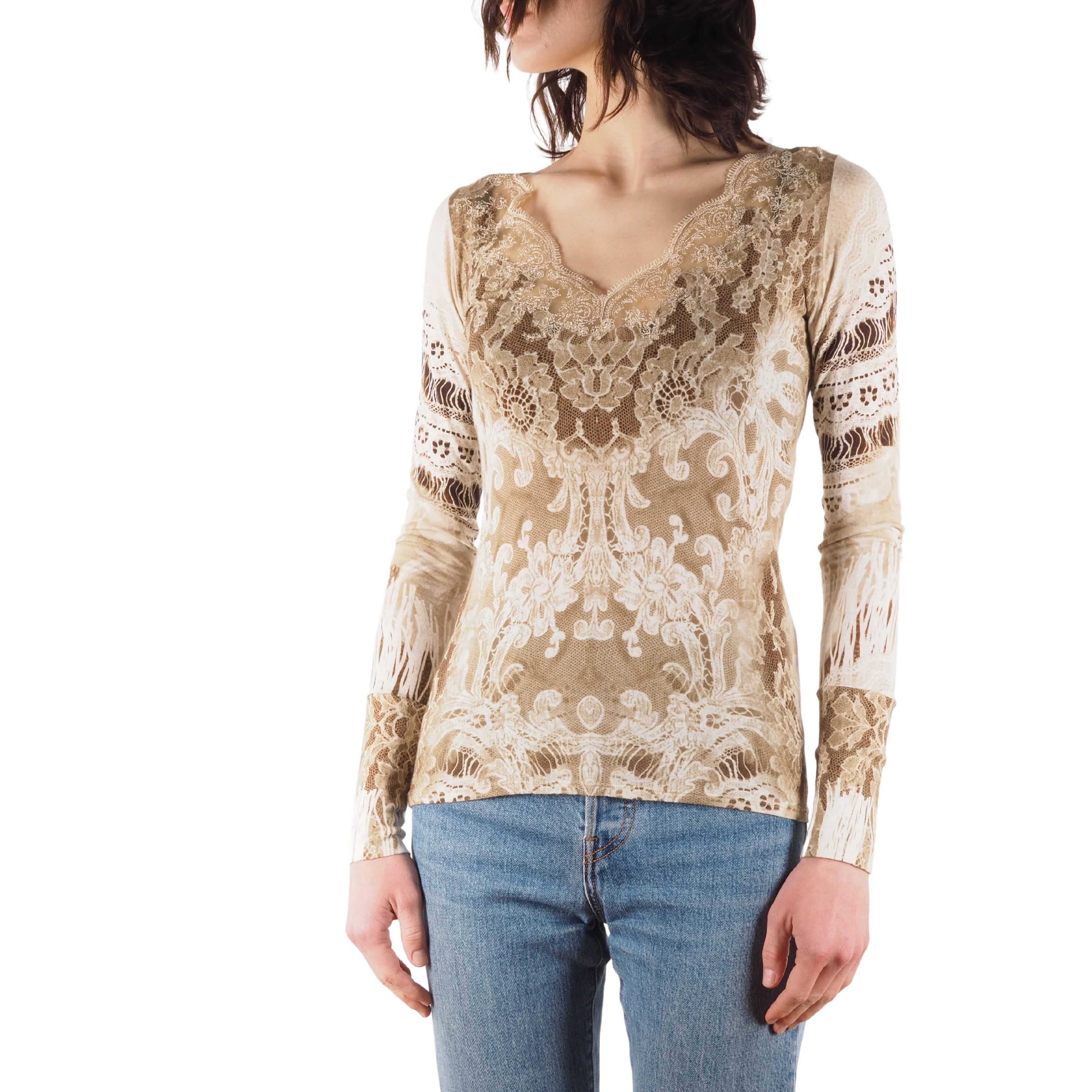 Roberto Cavalli Roberto Cavalli Class Vintage Floral Lace Top Blouse Size M / US 6-8 / IT 42-44 - 1 Thumbnail