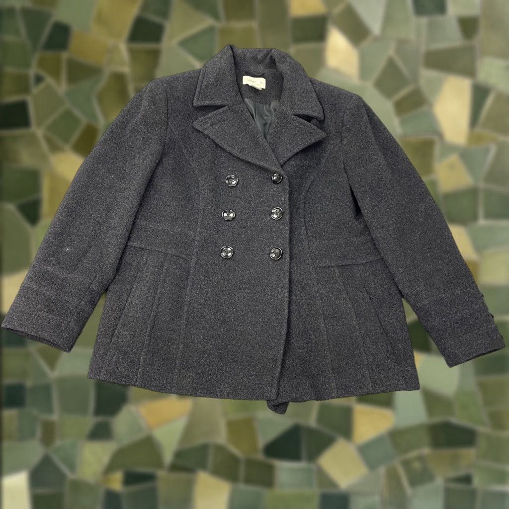 Vintage St. John's Bay Coat Womens XL Gray Wool Cashmere Blend Peacoat Double Breasted Coat Size XL / US 12-14 / IT 48-50 - 1 Thumbnail