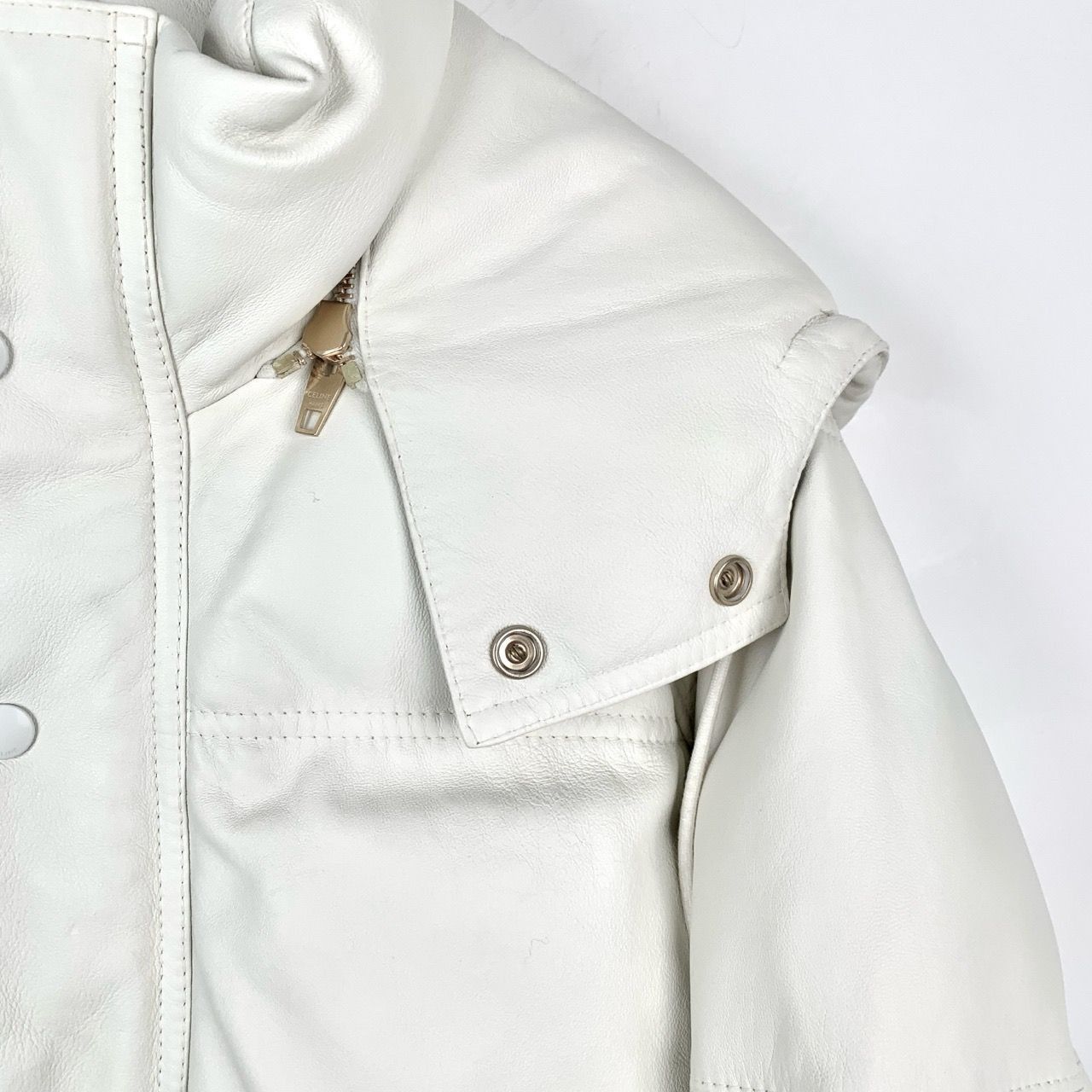 Celine Celine White Lambskin Hooded Quilted Down Jacket (Size 34 XX Size XXS / US 00 / IT 34 - 7 Thumbnail