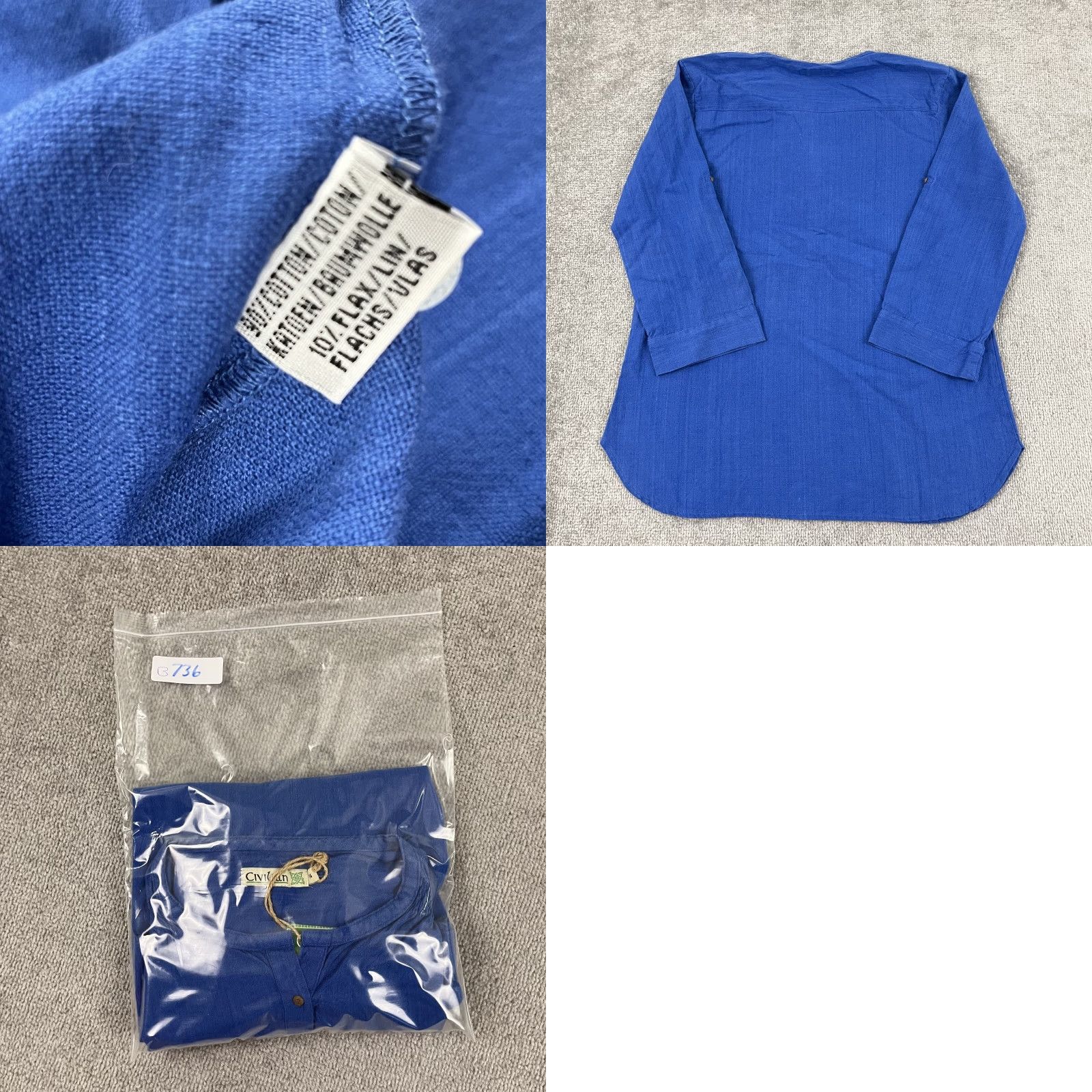 Vintage VINTAGE Civilian Shirt Womens 14 Washed Blue Grandfather Popover Lagenlook Linen Blend Size XL / US 12-14 / IT 48-50 - 8 Thumbnail