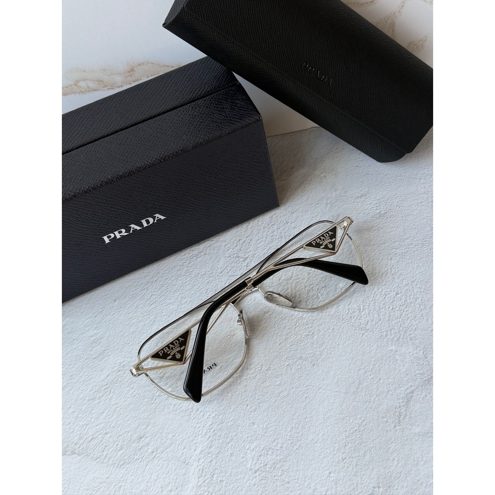 Prada NEW Prada PR B50V Silver Pilot Aviator Eyeglasses Frames Size ONE SIZE - 3 Thumbnail