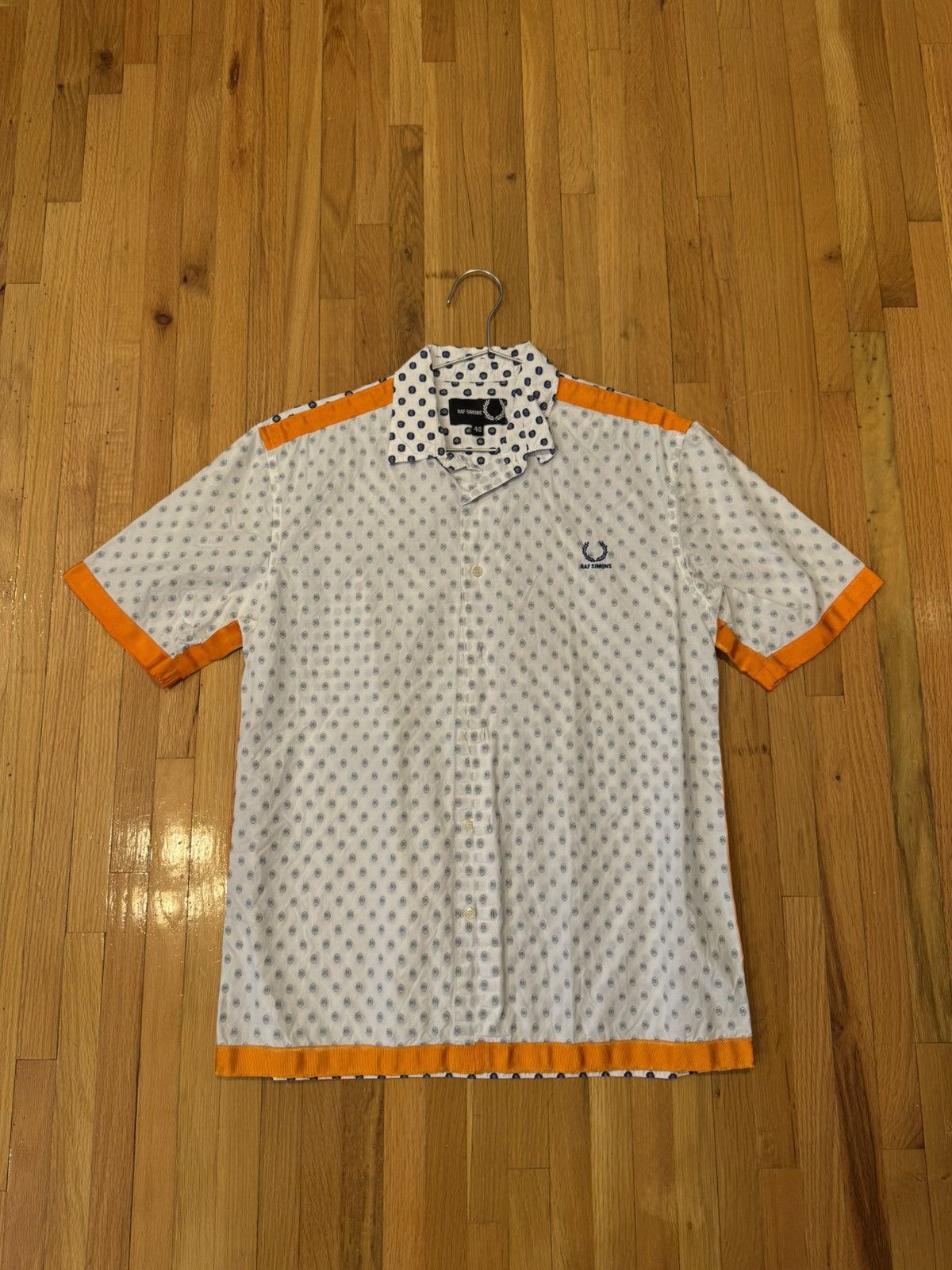 Fred Perry × Raf Simons RAF SIMON x FRED PERRY FLORAL TAPE SHIRT 40 ~ M P2P 20.5" Size US M / EU 48-50 / 2 - 15 Thumbnail