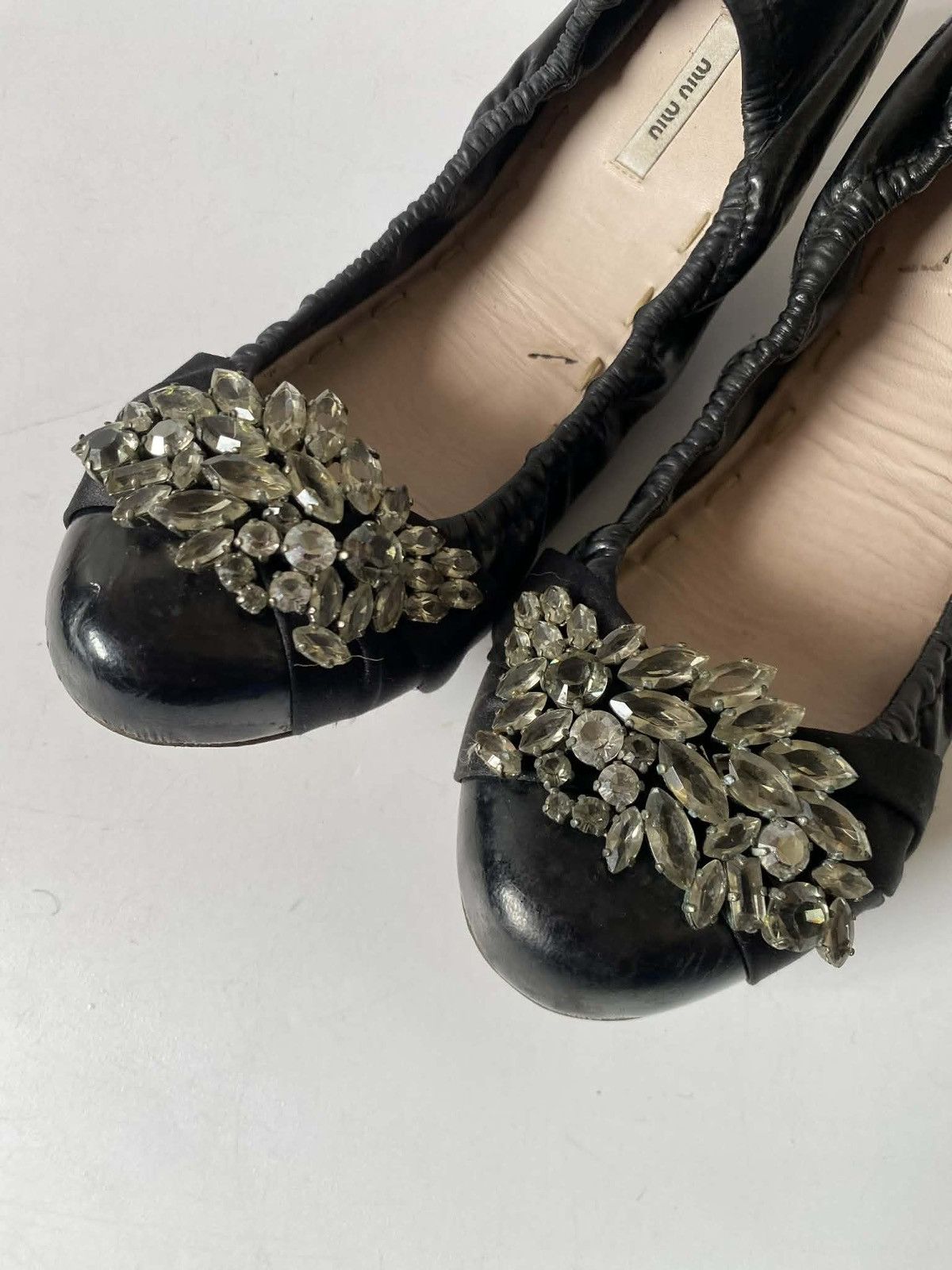 Miu Miu Miu Miu Y2K Archive Crystal-Embellished Scrunch Flats Size US 8.5 / IT 38.5 - 4 Thumbnail