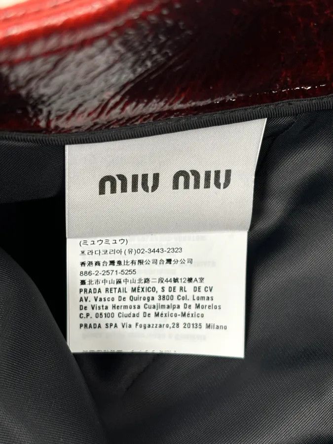 Miu Miu SS2020 Miu Miu Burgundy Leather Metallic Mini Skirt Size 28" / US 6 / IT 42 - 12 Thumbnail