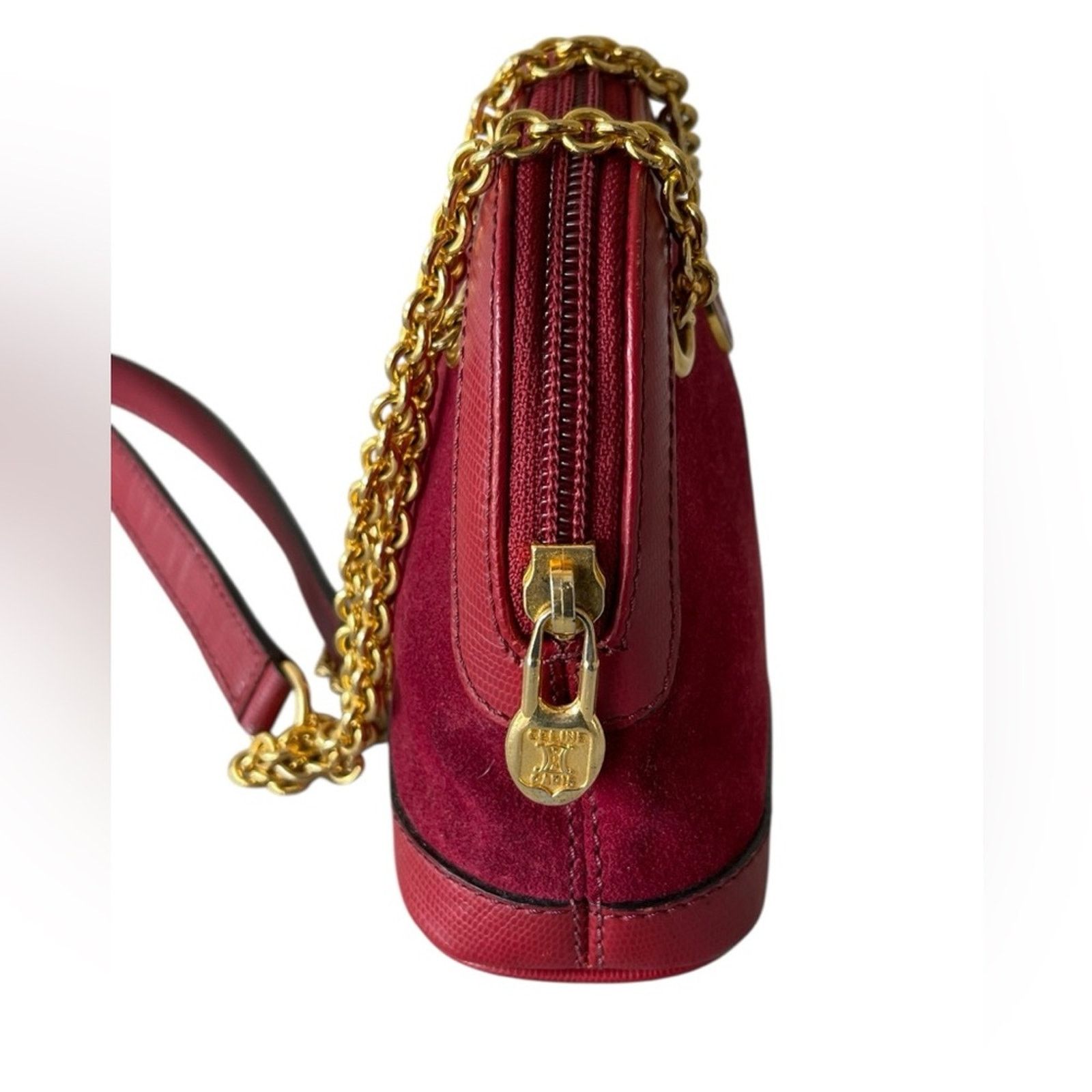 Celine Céline Red and Gold Leather Pochette Shoulder Bag Golden Size ONE SIZE - 11 Thumbnail
