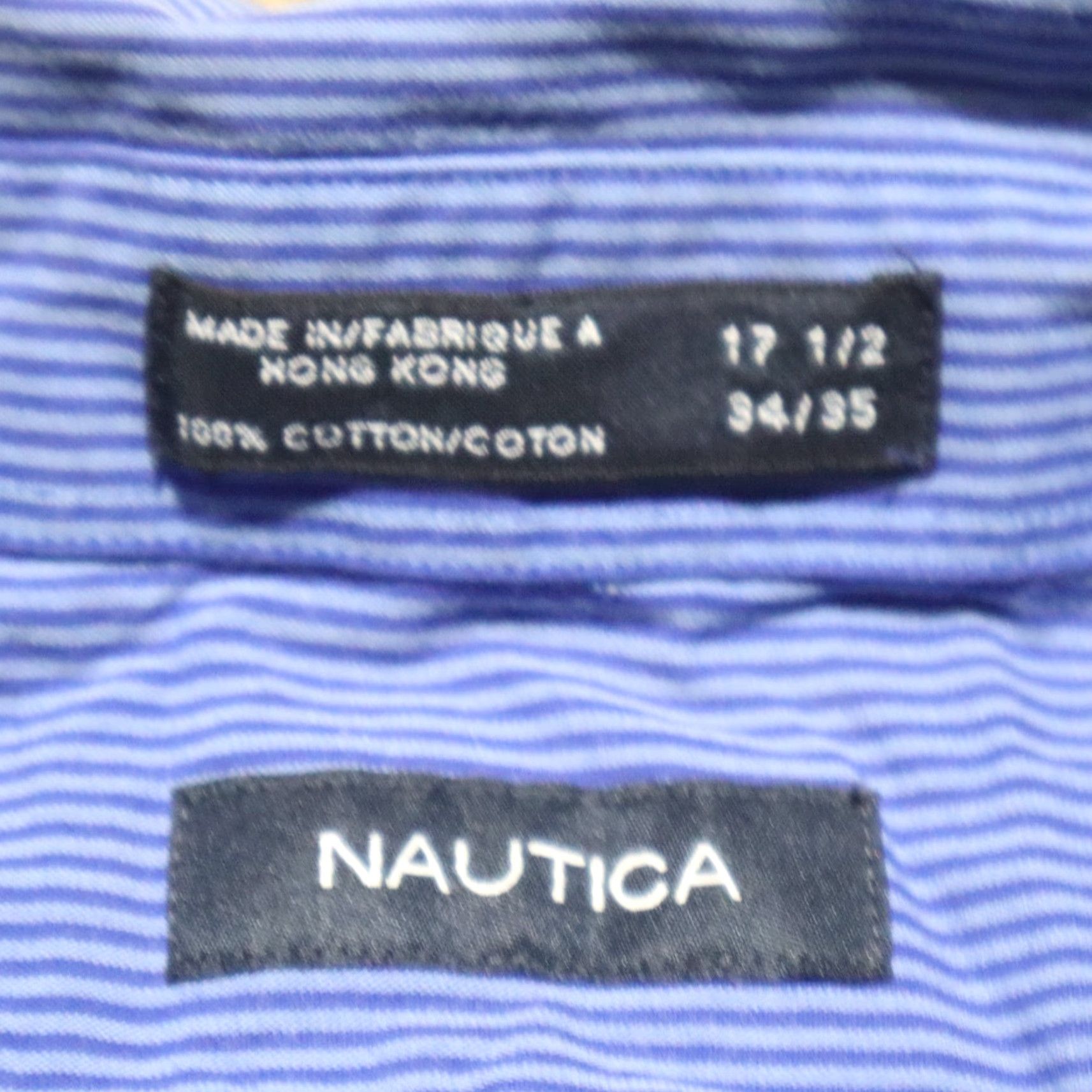 Nautica Nautica Shirt Mens Blue Striped Long Sleeve Button-Up 17.5 34/35 Size US XXL / EU 58 / 5 - 3 Thumbnail
