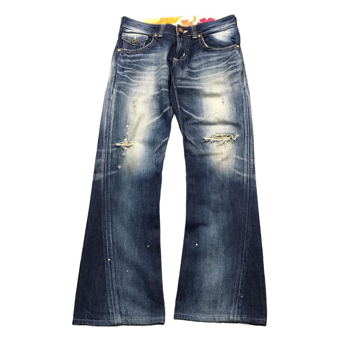 Edwin × Japanese Brand FLARE DENIM EDWIN BLUE FADED DISTRESSED PANTS Size US 30 / EU 46 - 1 Thumbnail