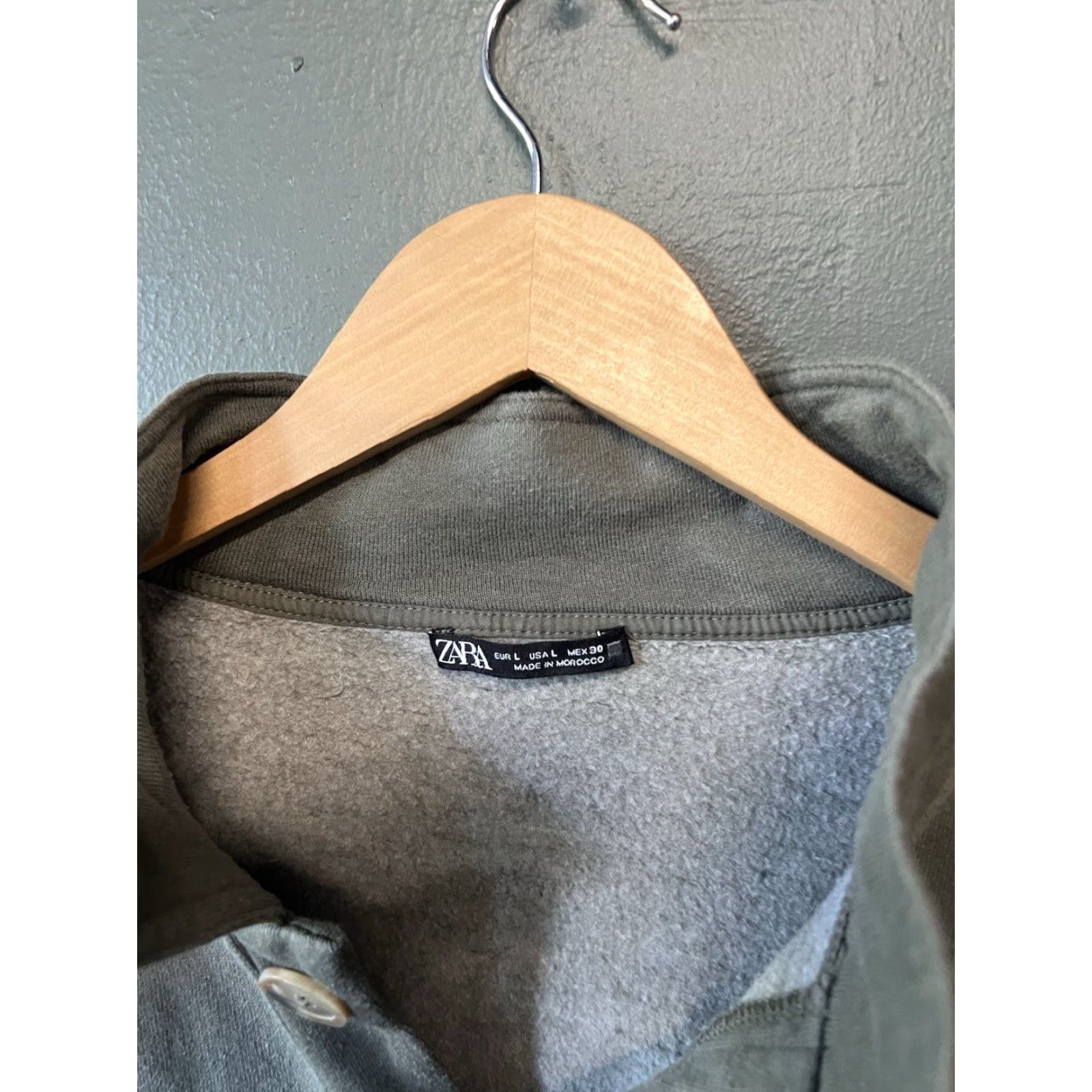 Zara Zara Sweatshirt Mens Green Mock Neck Button Up 1/4 Pockets Size L Size US L / EU 52-54 / 3 - 3 Thumbnail