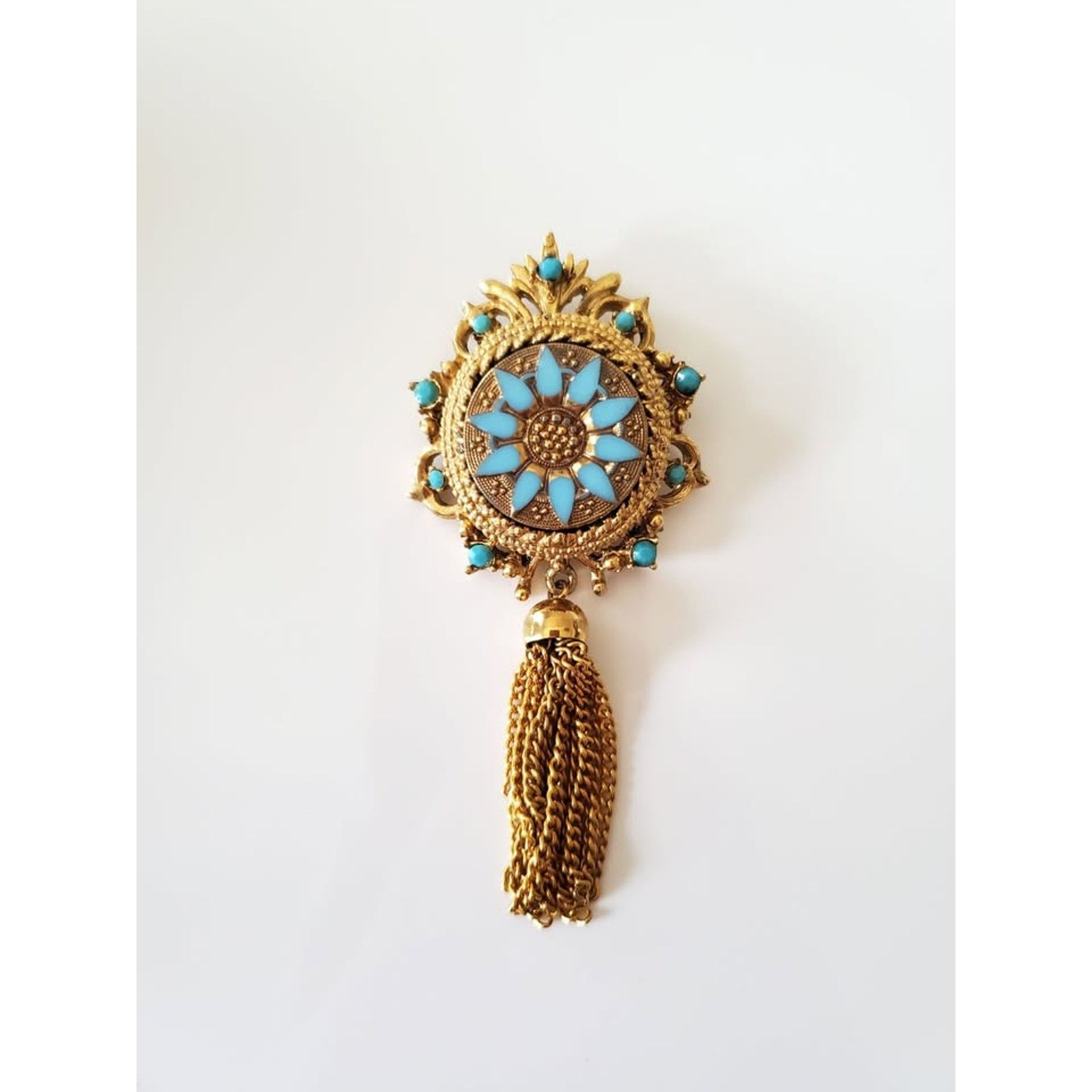 Other Vintage Sphinx Turquoise Filigree Brooch Size ONE SIZE - 2 Thumbnail