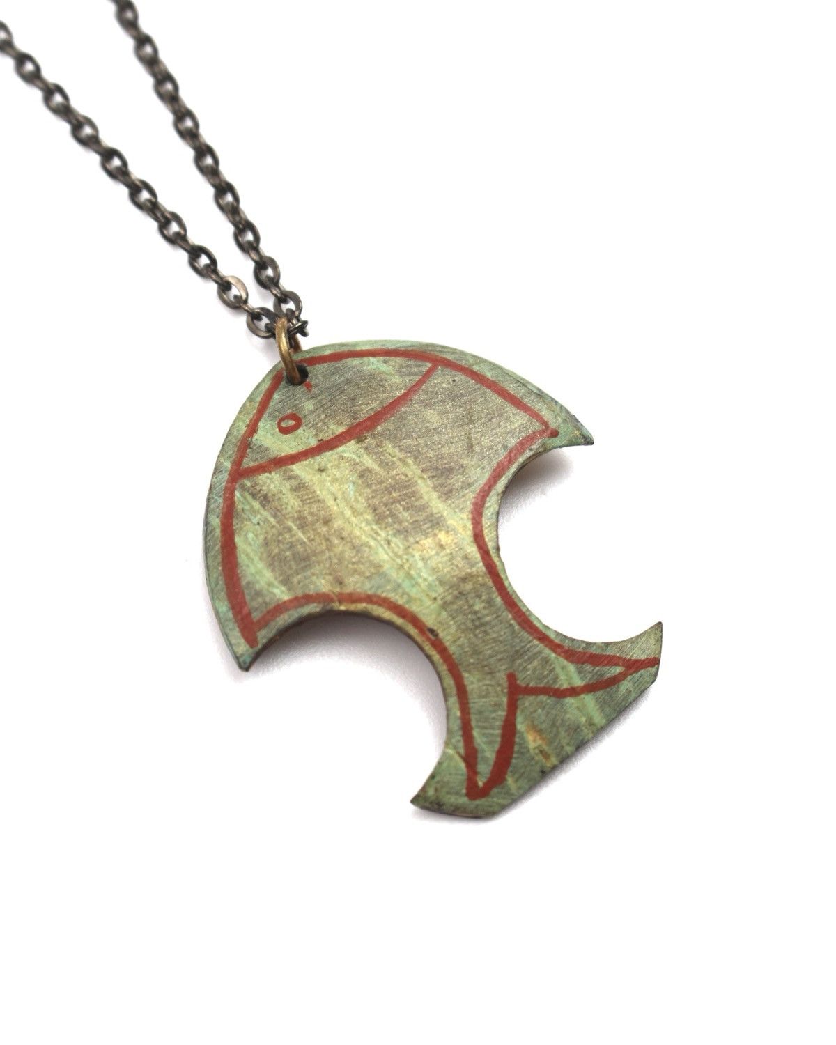 Vintage 1990S HANDCARVED WOOD ABSTRACT FISH PENDANT NECKLACE Size ONE SIZE - 3 Thumbnail