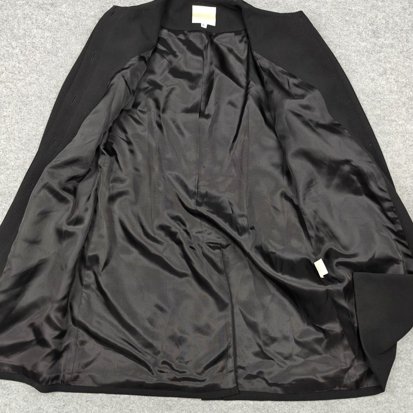 Vintage Cache Coat Womens 6 Black Crepe Collarless Single Breasted Lined Made USA Size M / US 6-8 / IT 42-44 - 7 Thumbnail