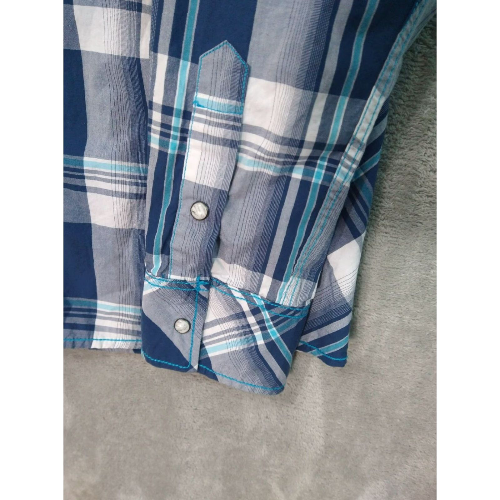 BKE BKE Buckle Shirt Mens XL Blue Plaid Athletic Fit Long Sleeve Pearl Snap Cotton Shirt Size US XL / EU 56 / 4 - 3 Thumbnail