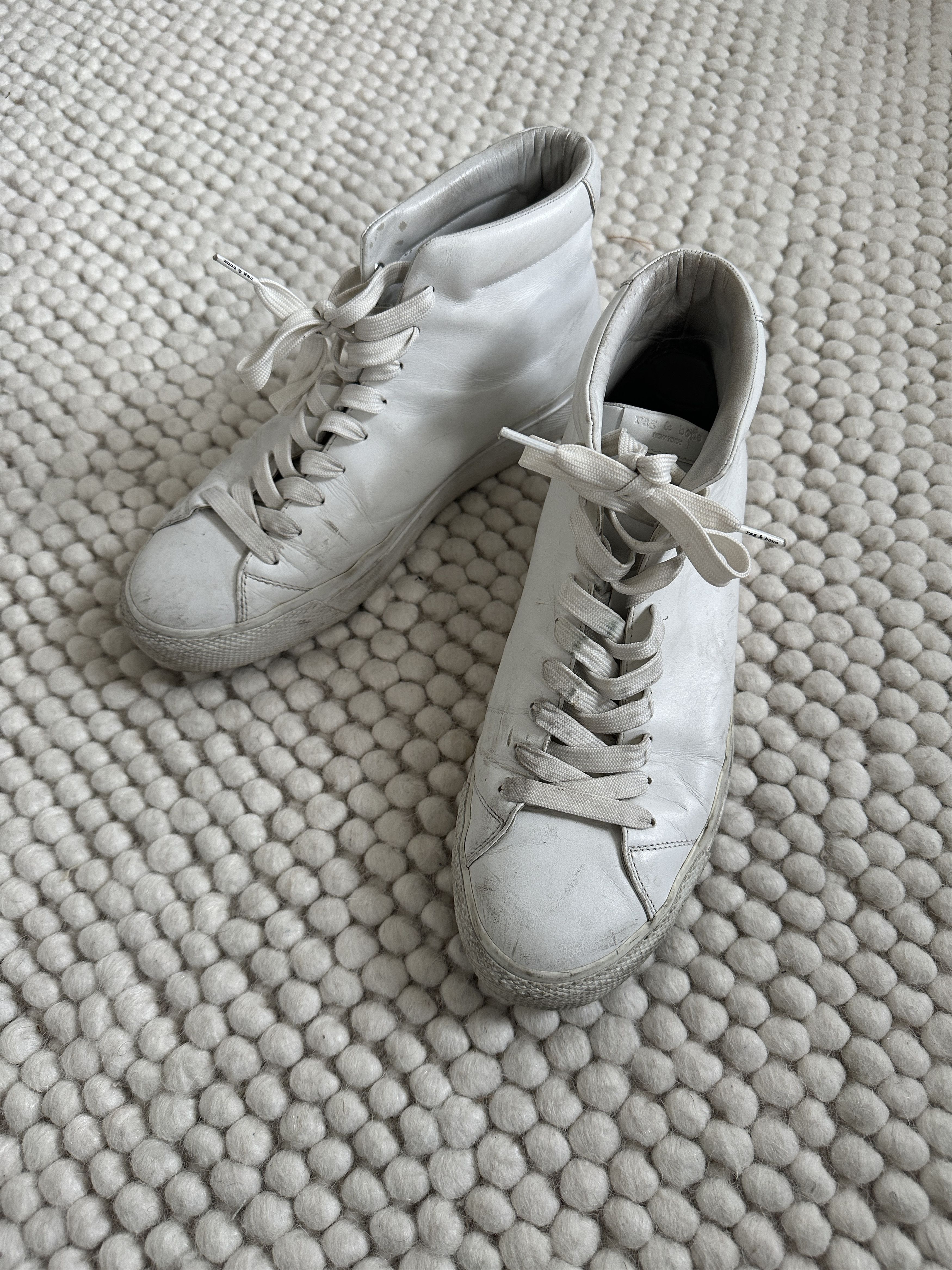 Rag & Bone Rag & Bone White Leather Hi-Top Sneakers Size US 11 / EU 44 - 1 Thumbnail