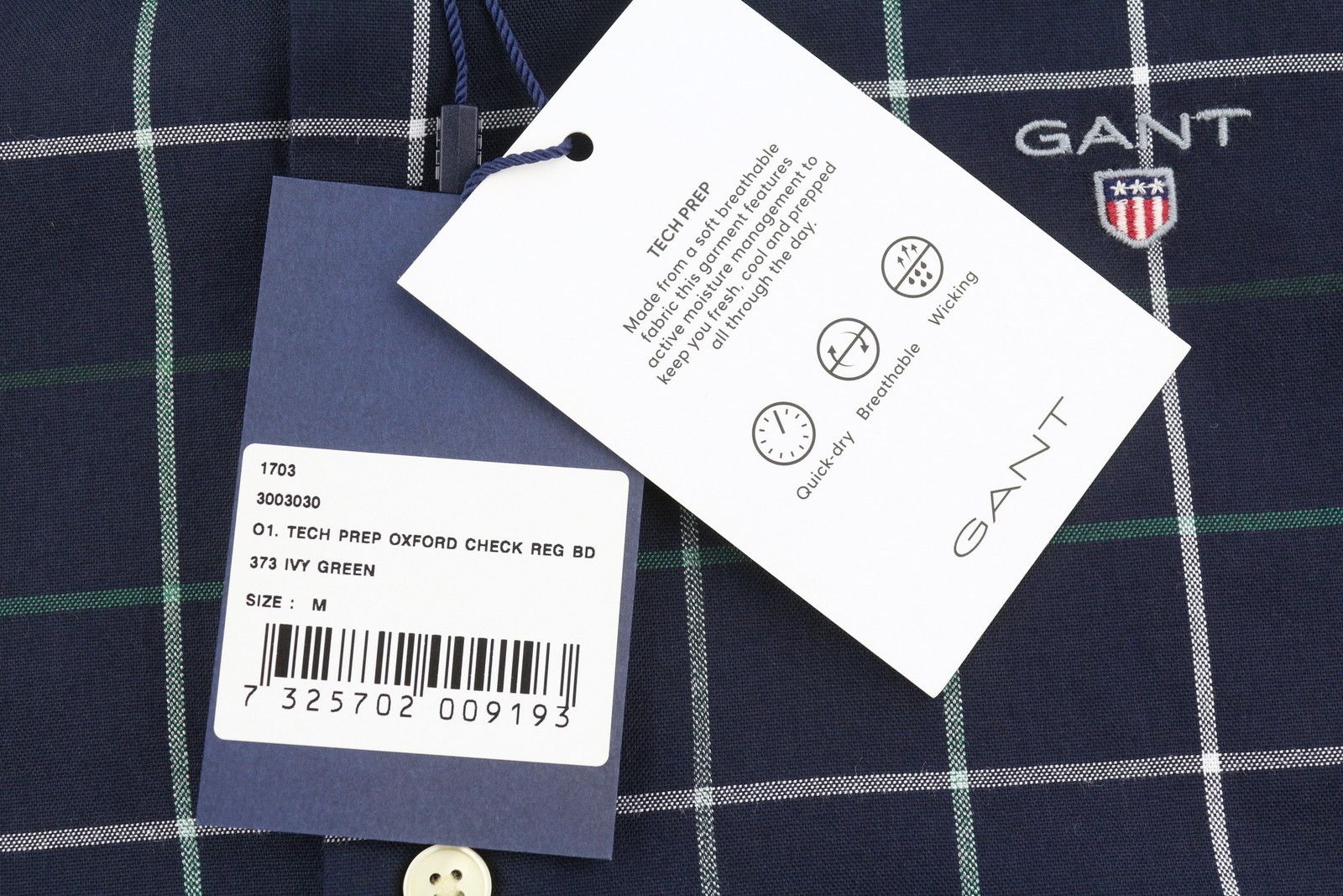 Gant TECH PREP OXFORD CHECK M Navy Button-Down Shirt 87487 Size US M / EU 48-50 / 2 - 7 Thumbnail