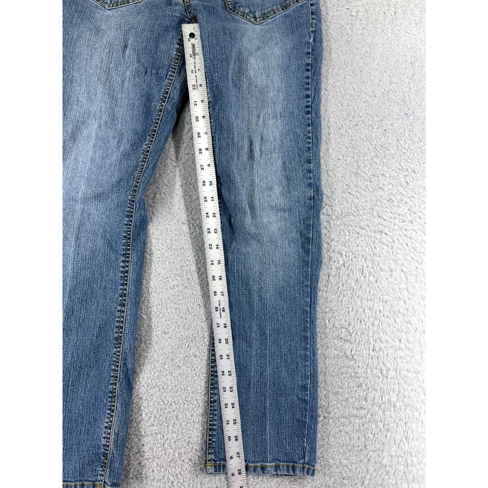 Denime Apollo Jeans Pants Womens 10 Blue Denim Straight Leg Mid Rise Embroidered 27x28 Size 32" / US 10 / IT 46 - 7 Thumbnail