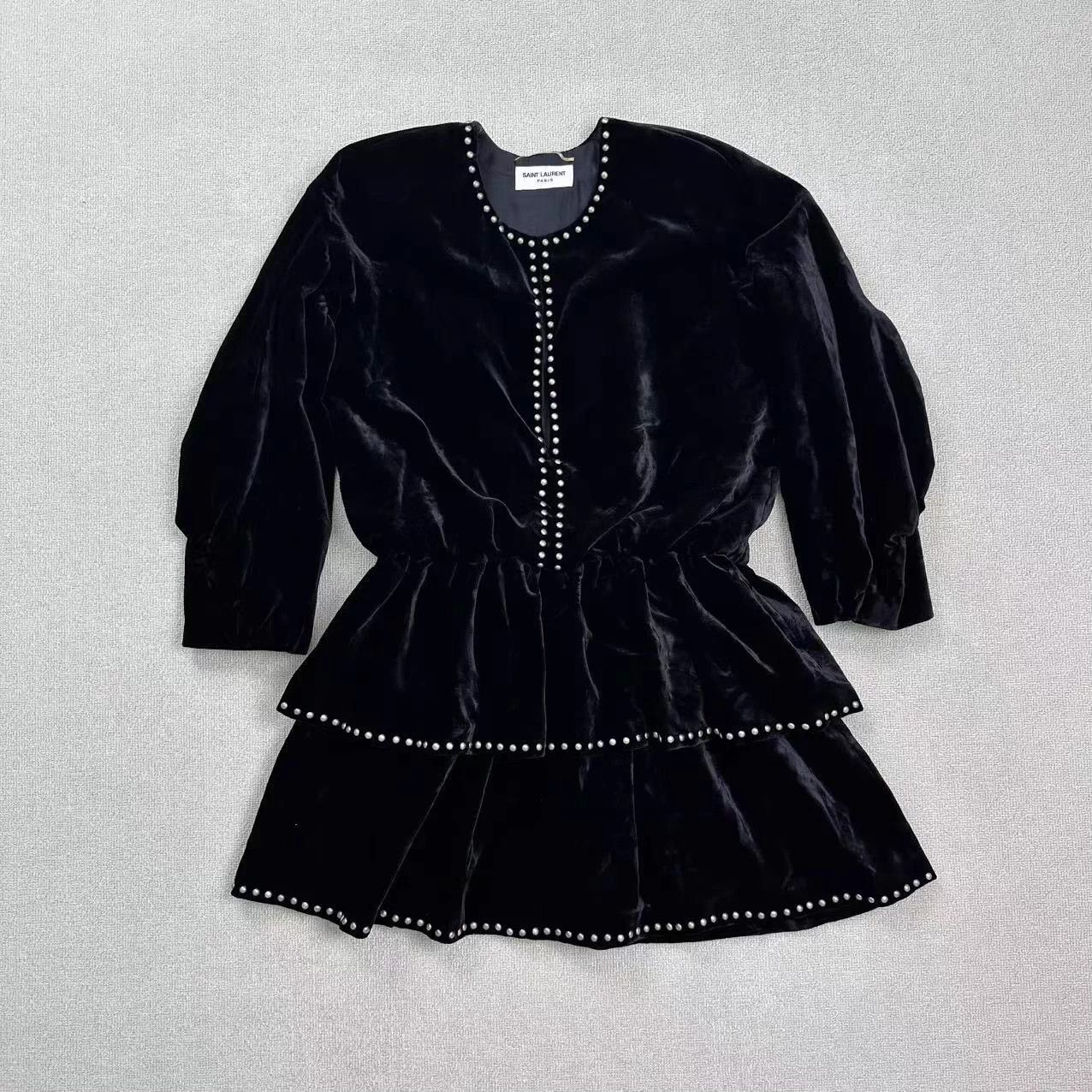 Yves Saint Laurent YSL velvet dress almost new 36 Size XS / US 0-2 / IT 36-38 - 1 Thumbnail