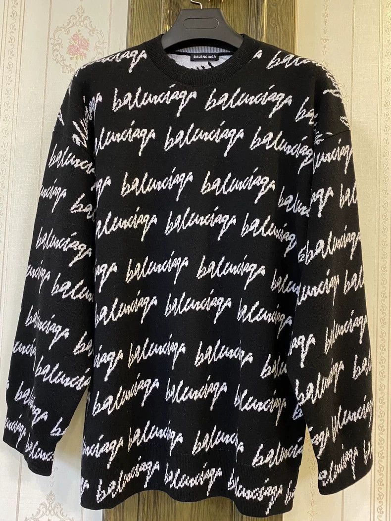 Balenciaga Logo Loose Knit Sweater for Men-2505