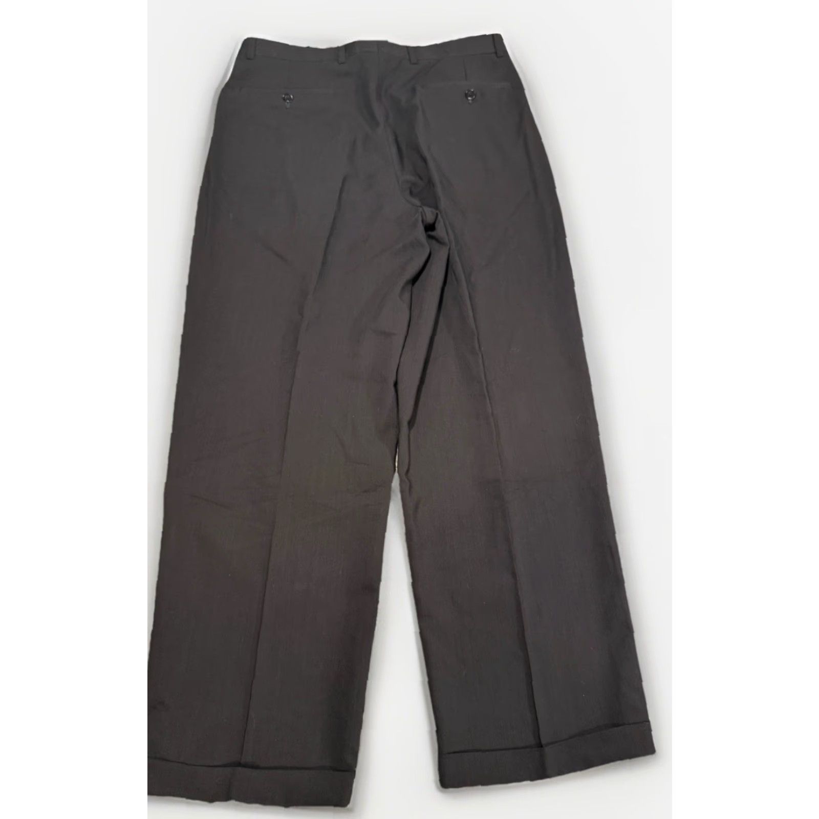 Zanella ZANELLA Pants Men's Wool Dress Pants 33x29 Black Regular Cuffed Made in Italy Formal Business Wedding Mens Size US 33 - 5 Thumbnail