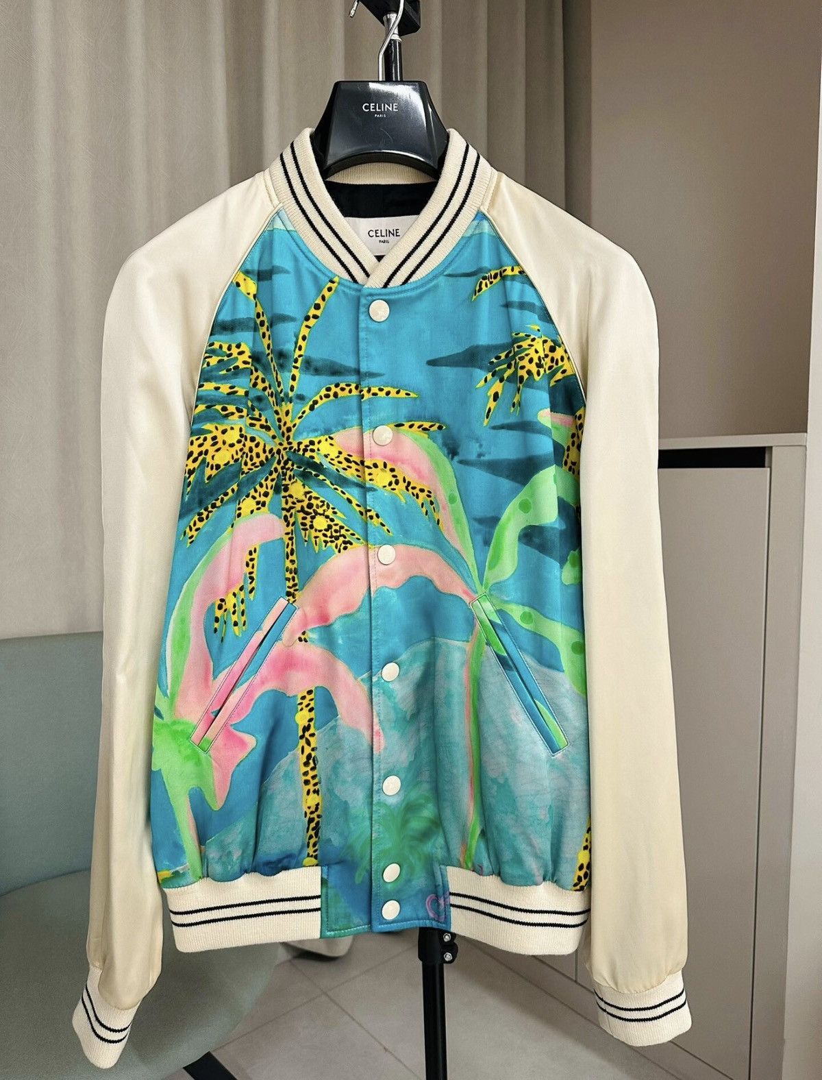Celine Celine 21SS Tyson Reeder Collaboration Satin Varsity Jacket Size US M / EU 48-50 / 2 - 1 Thumbnail