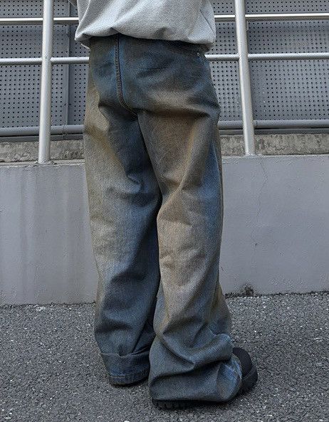 Japanese Brand × Vintage Avant garde reverse front dirty mud dyed jeans pants Size US 30 / EU 46 - 5 Thumbnail