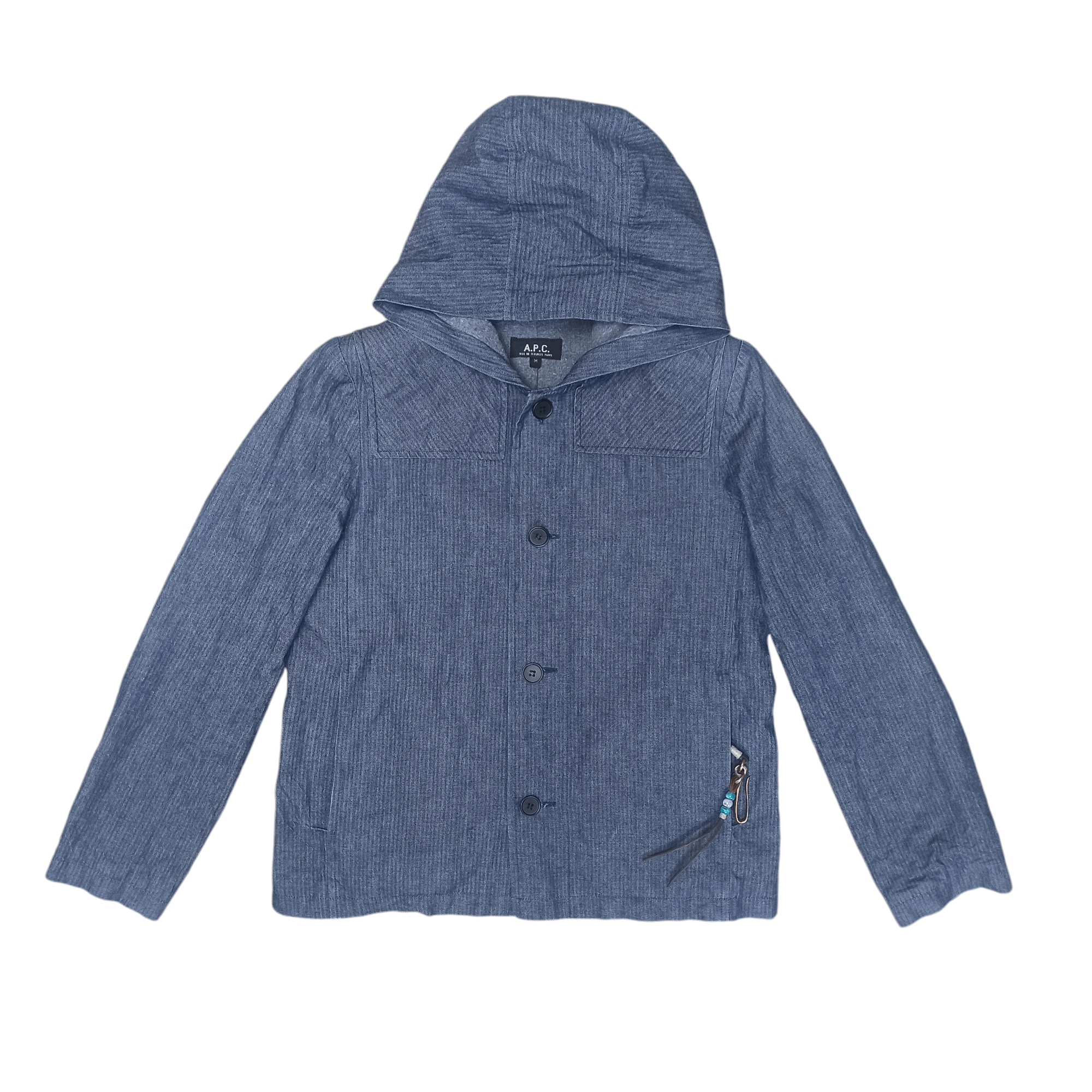 A.P.C. Jacket APC Striped Blue Jeans Hoodie Size M / US 6-8 / IT 42-44 - 1 Thumbnail