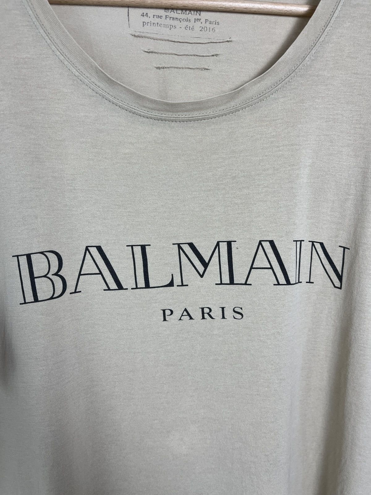 Balmain SS16 Balmain paris Logo tee t-shirt luxury distressed Size US L / EU 52-54 / 3 - 4 Thumbnail