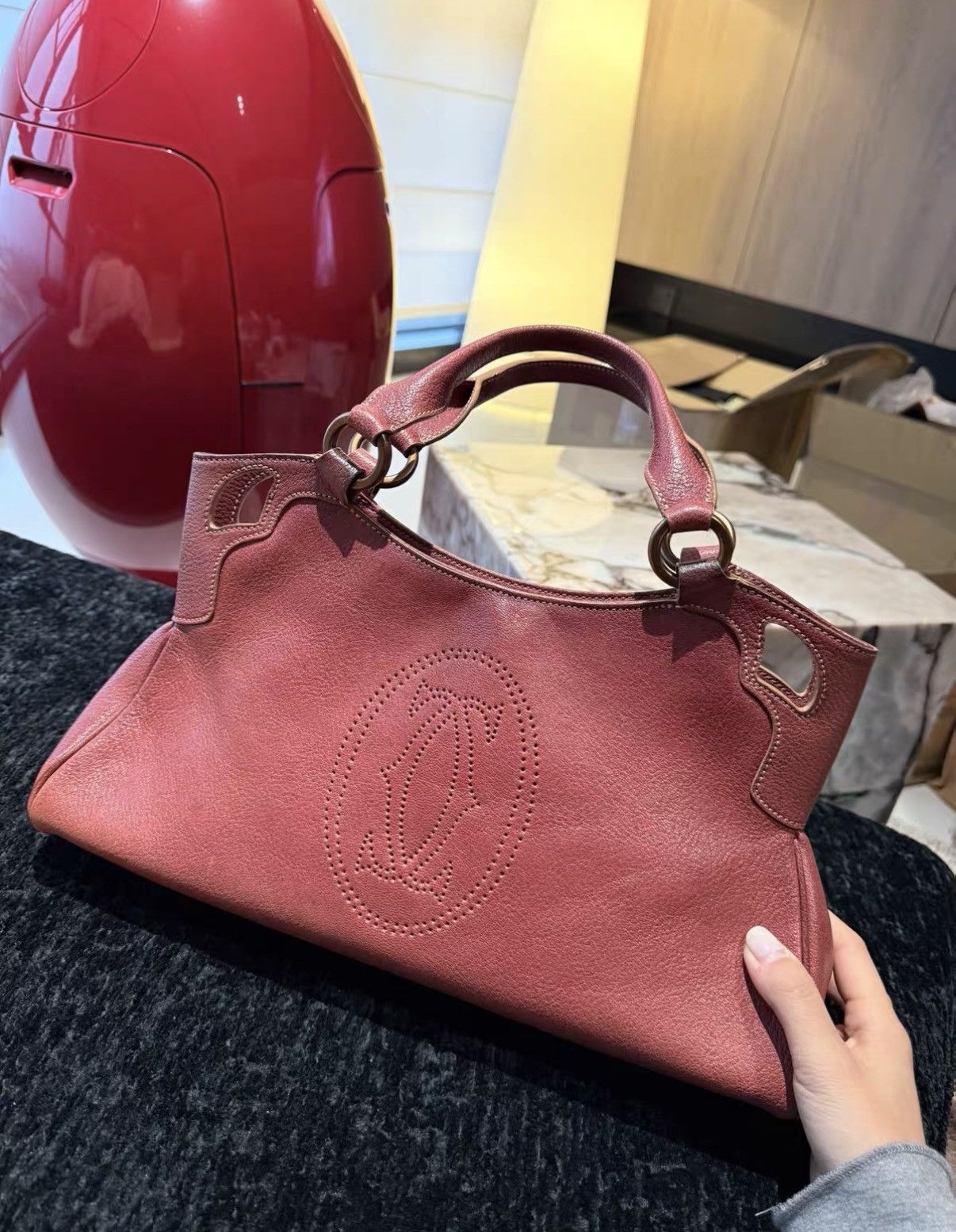 Cartier Cartier Vintage Bordeaux Red Boston Handbag J36 Size ONE SIZE - 2 Thumbnail