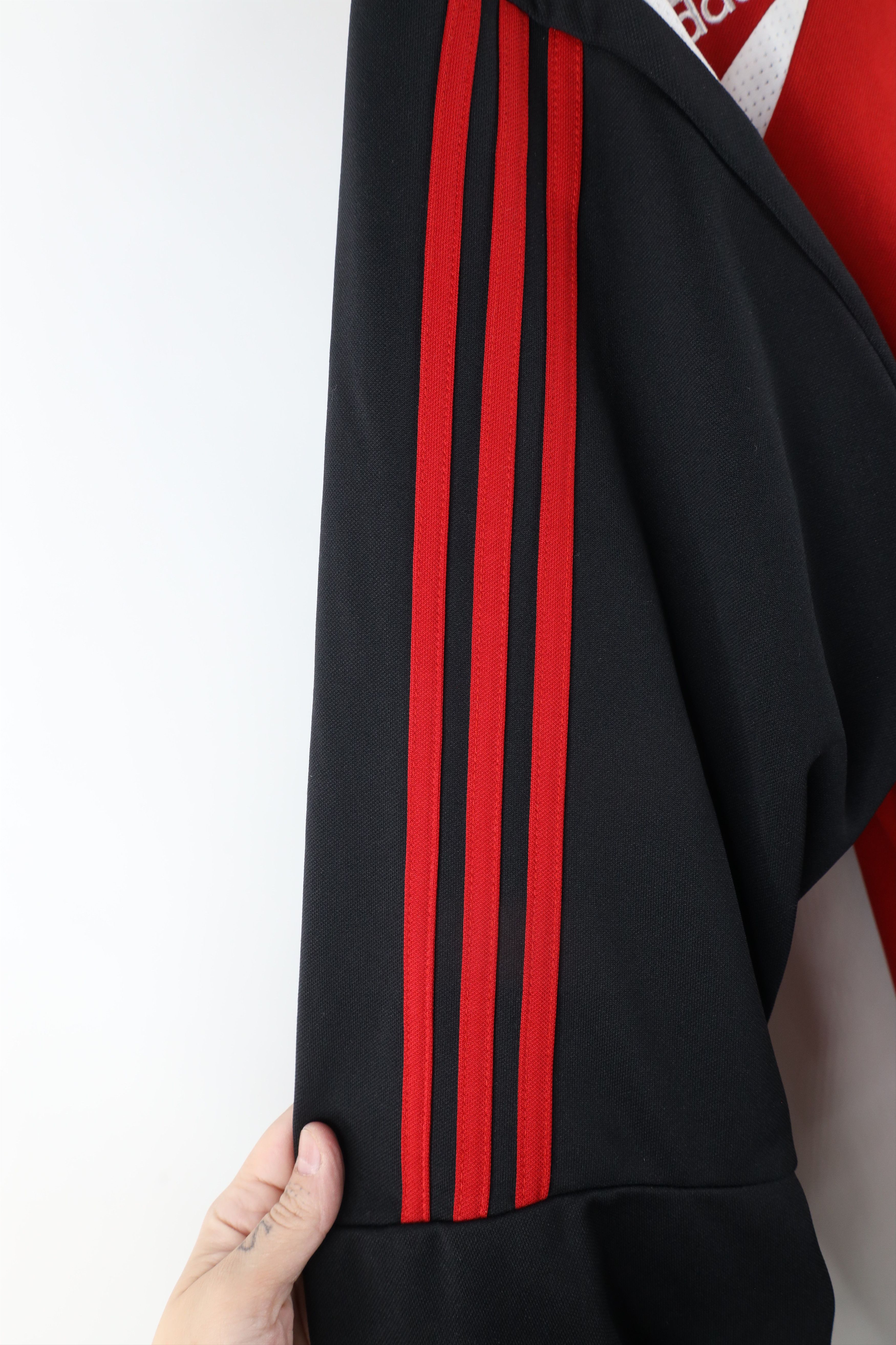 Adidas × Vintage Vintage Adidas Soccer Striped Full Zip Warm Up Jacket Red Size US L / EU 52-54 / 3 - 6 Thumbnail