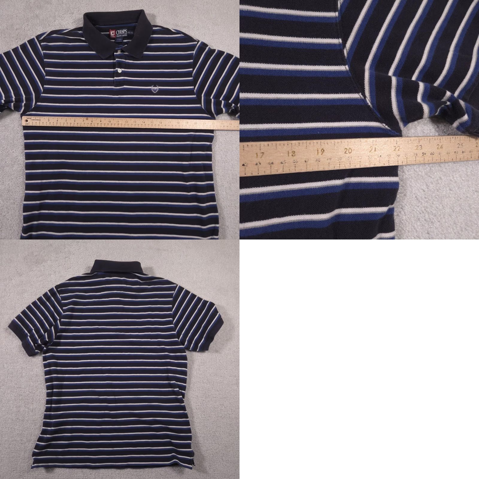 Chaps Chaps Ralph Lauren Polo Shirt Mens XL Navy Blue Striped Cotton Knit Shirt Size US XL / EU 56 / 4 - 8 Thumbnail