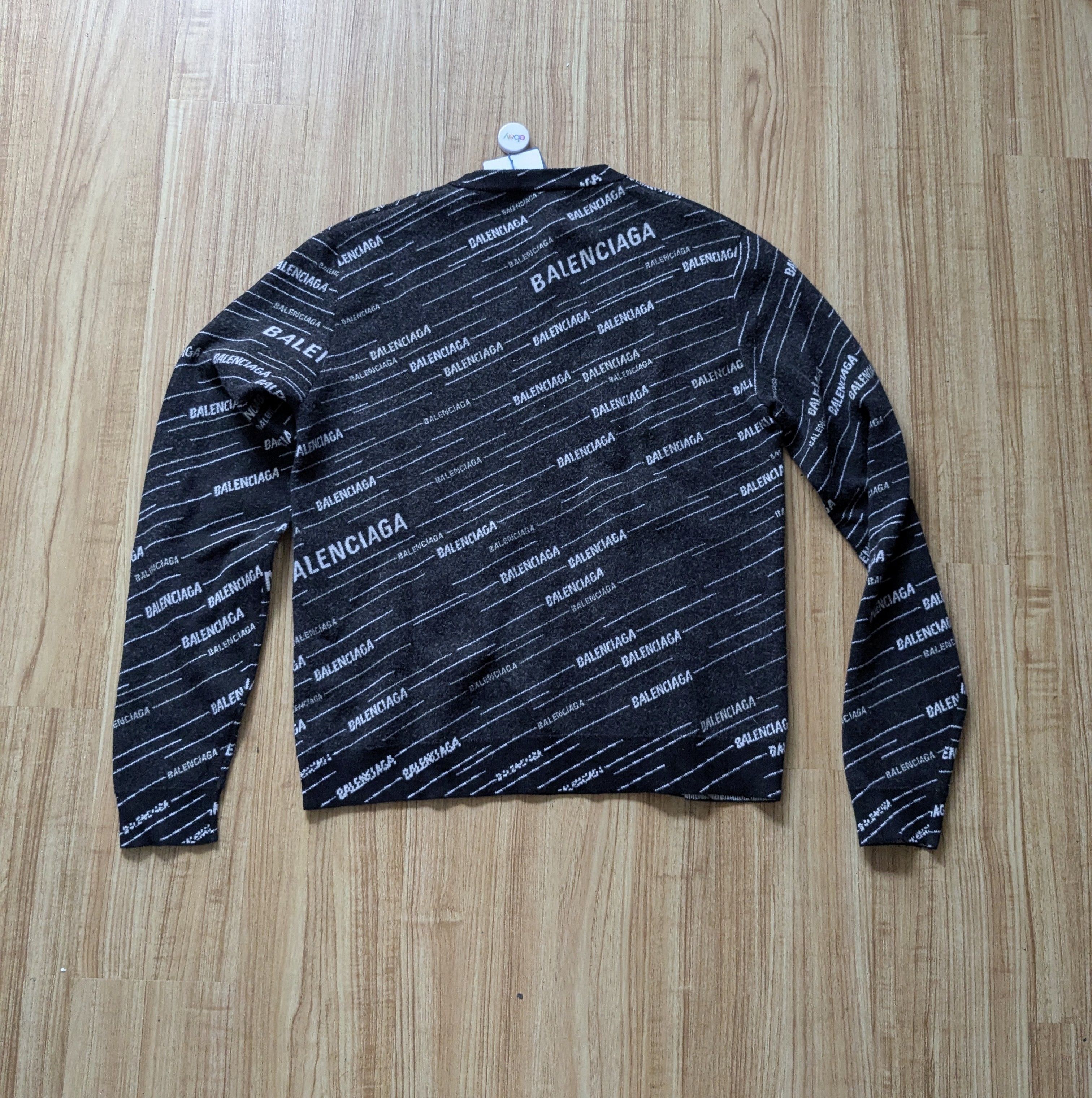Balenciaga Balenciaga Sweater Jacquard Logo Black White Medium Size US M / EU 48-50 / 2 - 8 Thumbnail