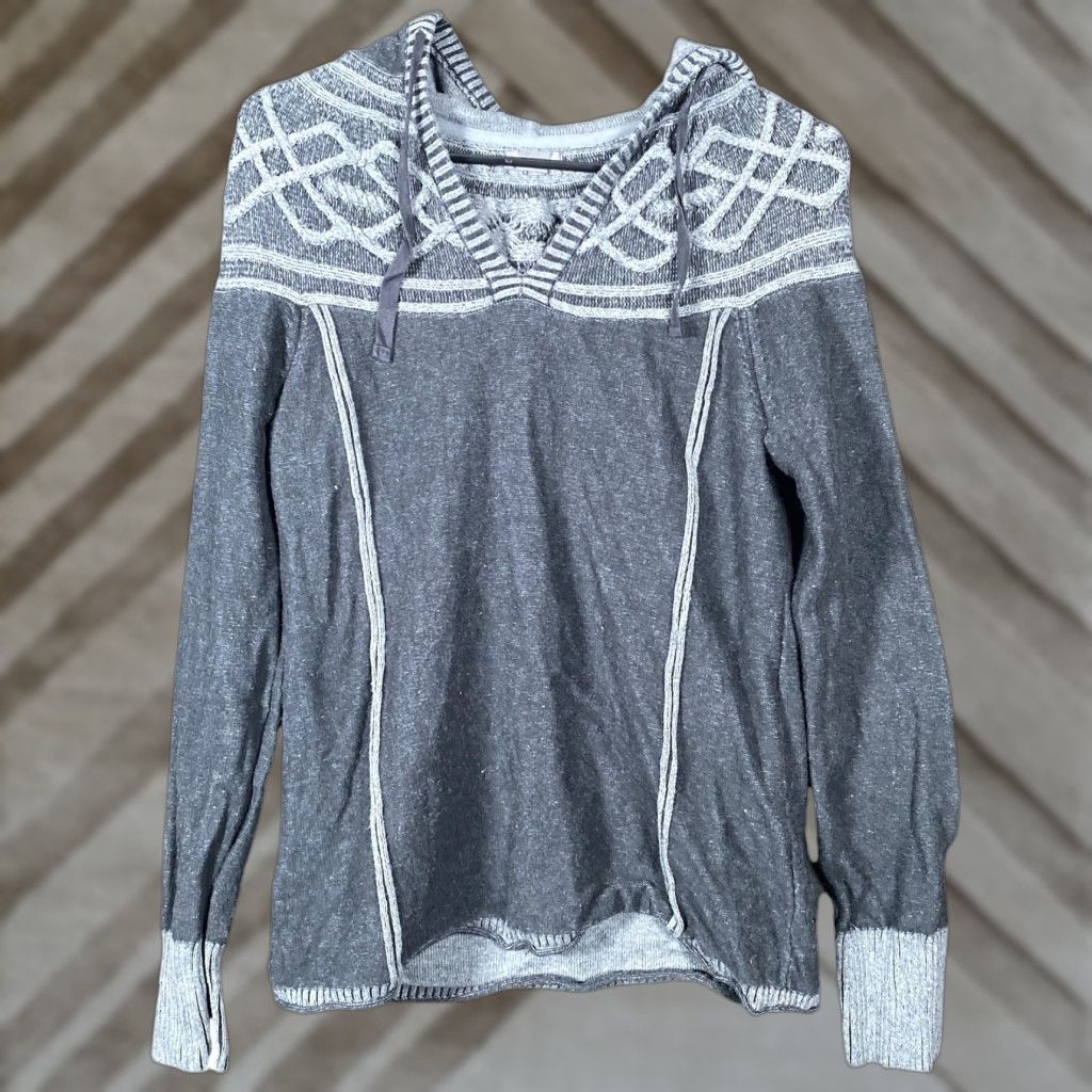 Eddie Bauer Eddie Bauer Womens Sweatshirt Black Gray Pullover V Neck Hoodie Medium Size M / US 6-8 / IT 42-44 - 1 Thumbnail