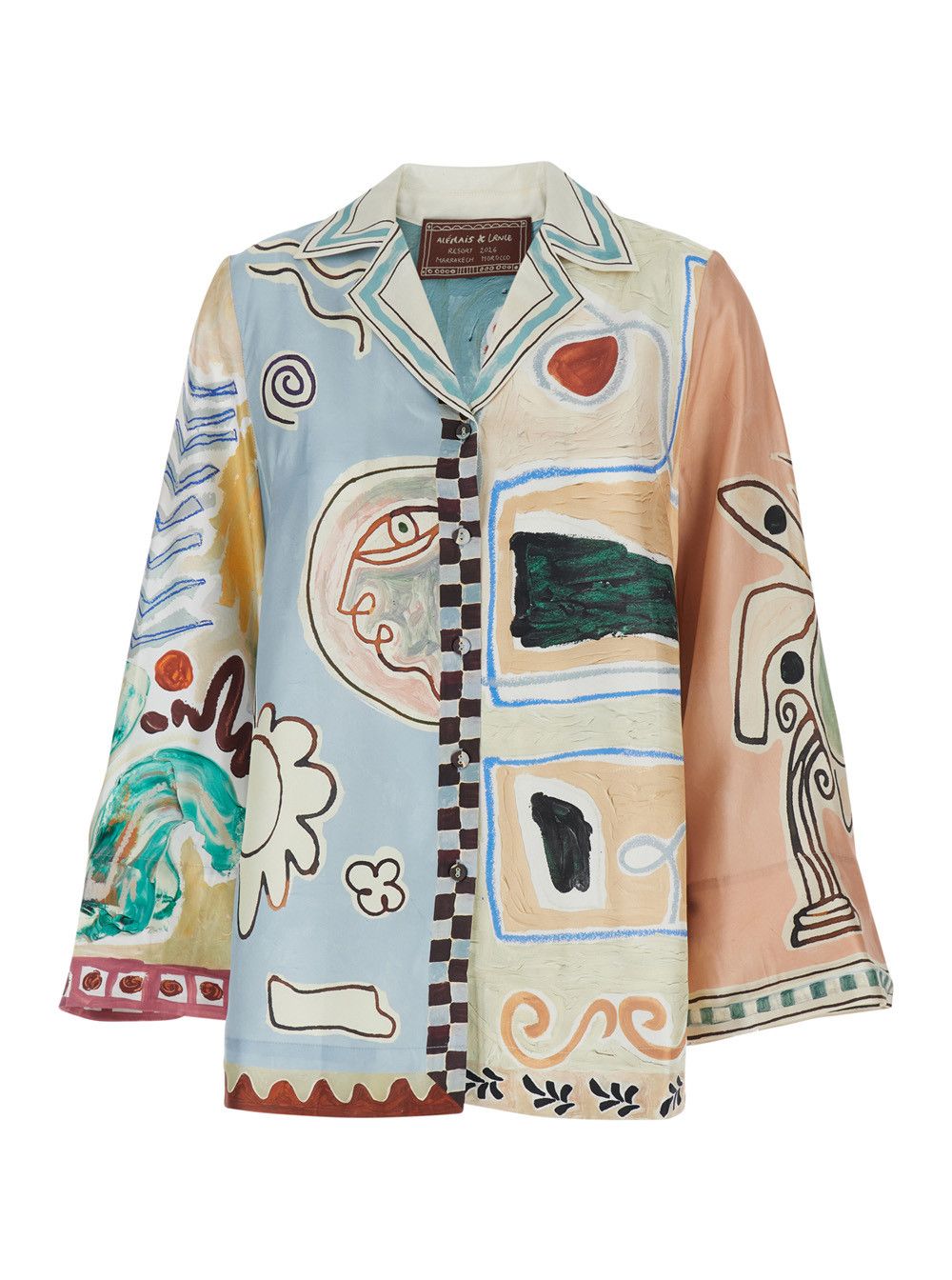 ALEMAIS 'Michelle' Multicolor Shirt with Cuban Collar and All-Over Geometric Motif in Silk for Women Size XS / US 0-2 / IT 36-38 - 1 Thumbnail